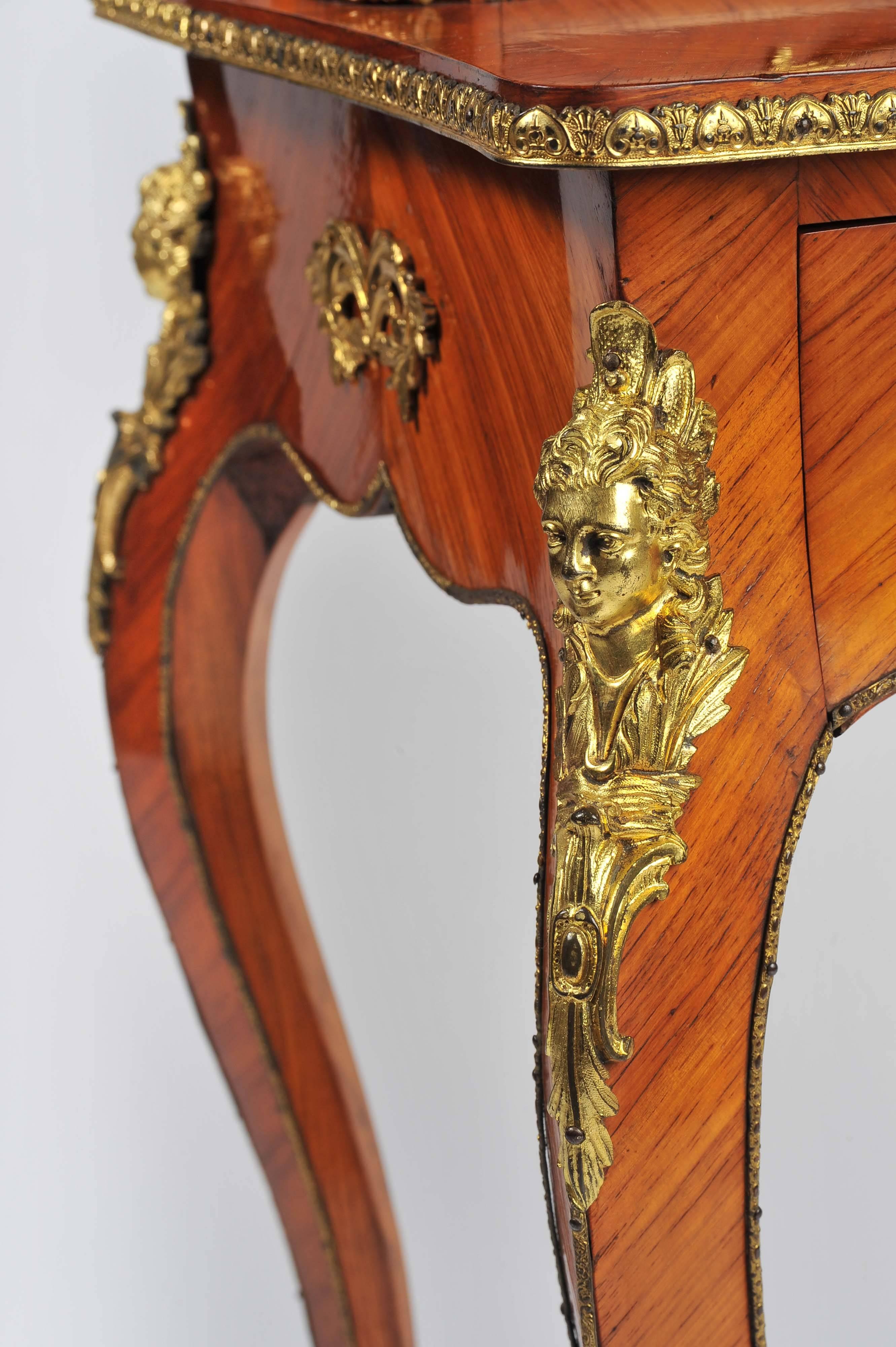 French Writing Table, Cabinet On Stand with Ormolu Mounts, Mid 19th Century 4