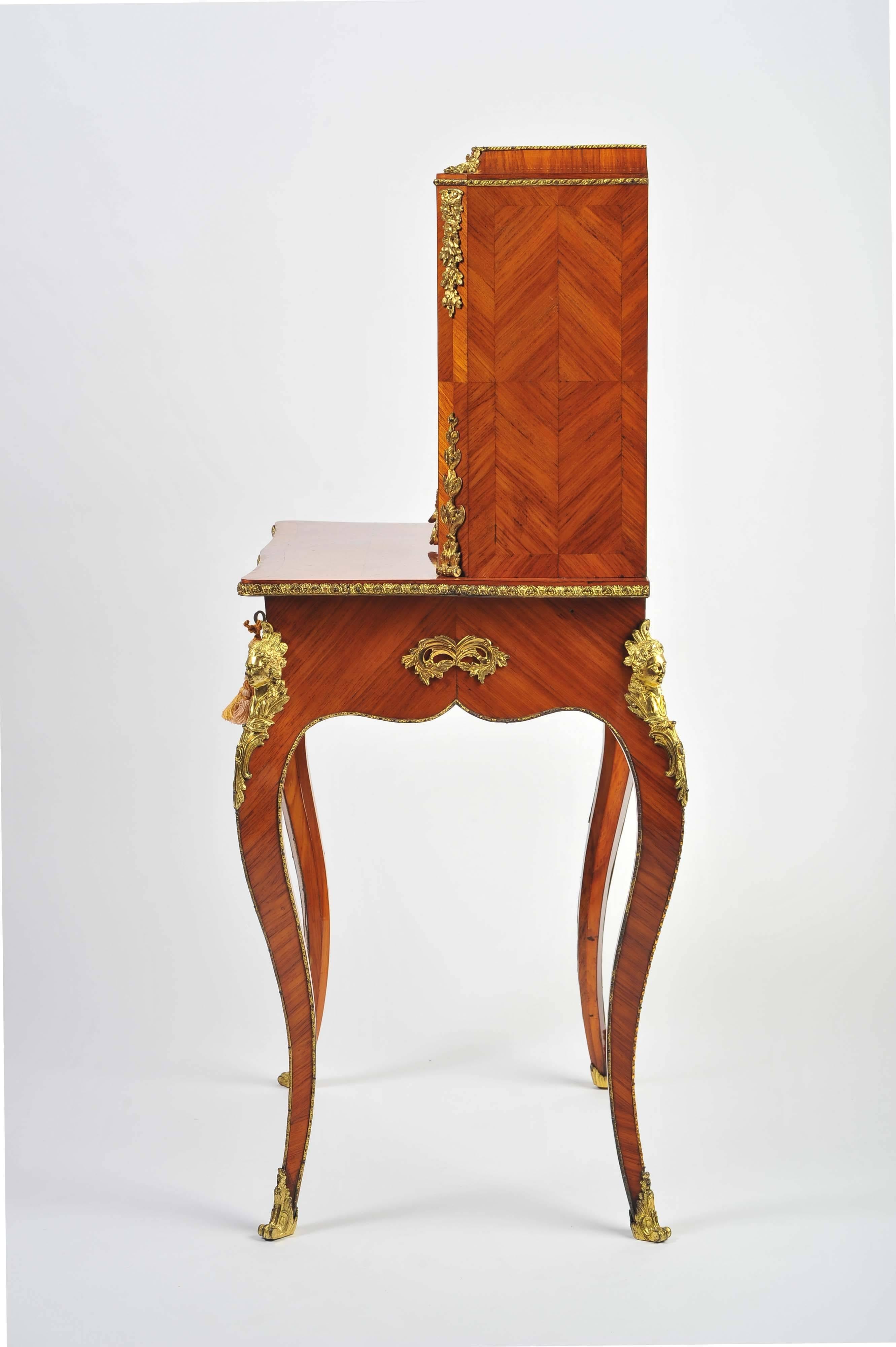 French Writing Table, Cabinet On Stand with Ormolu Mounts, Mid 19th Century 5