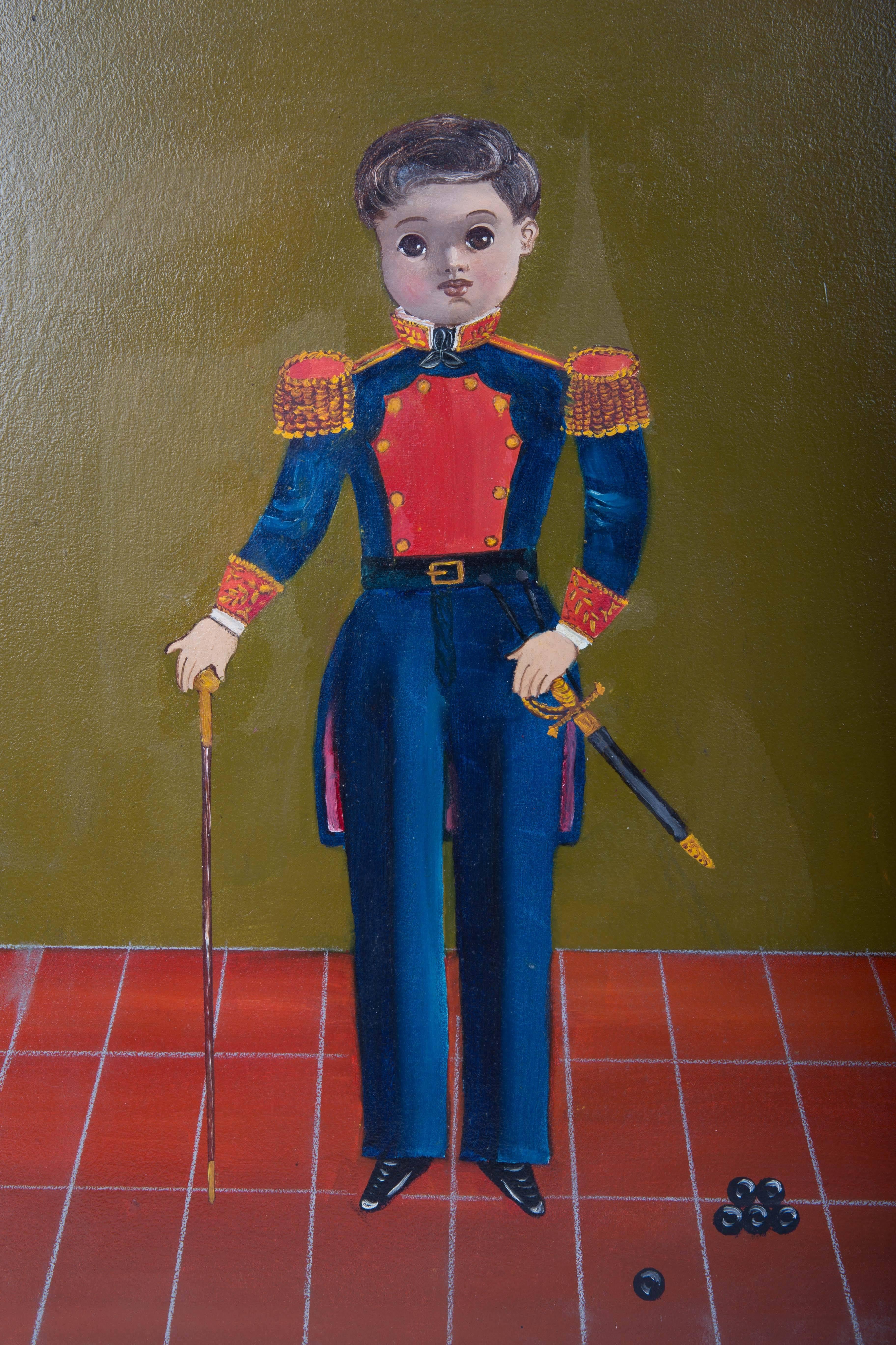 Mexican Agapito Labios Portrait of Boy, Oil on Canvas