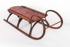 19th-Century Bentwood and Iron "Rams Horn" Sled