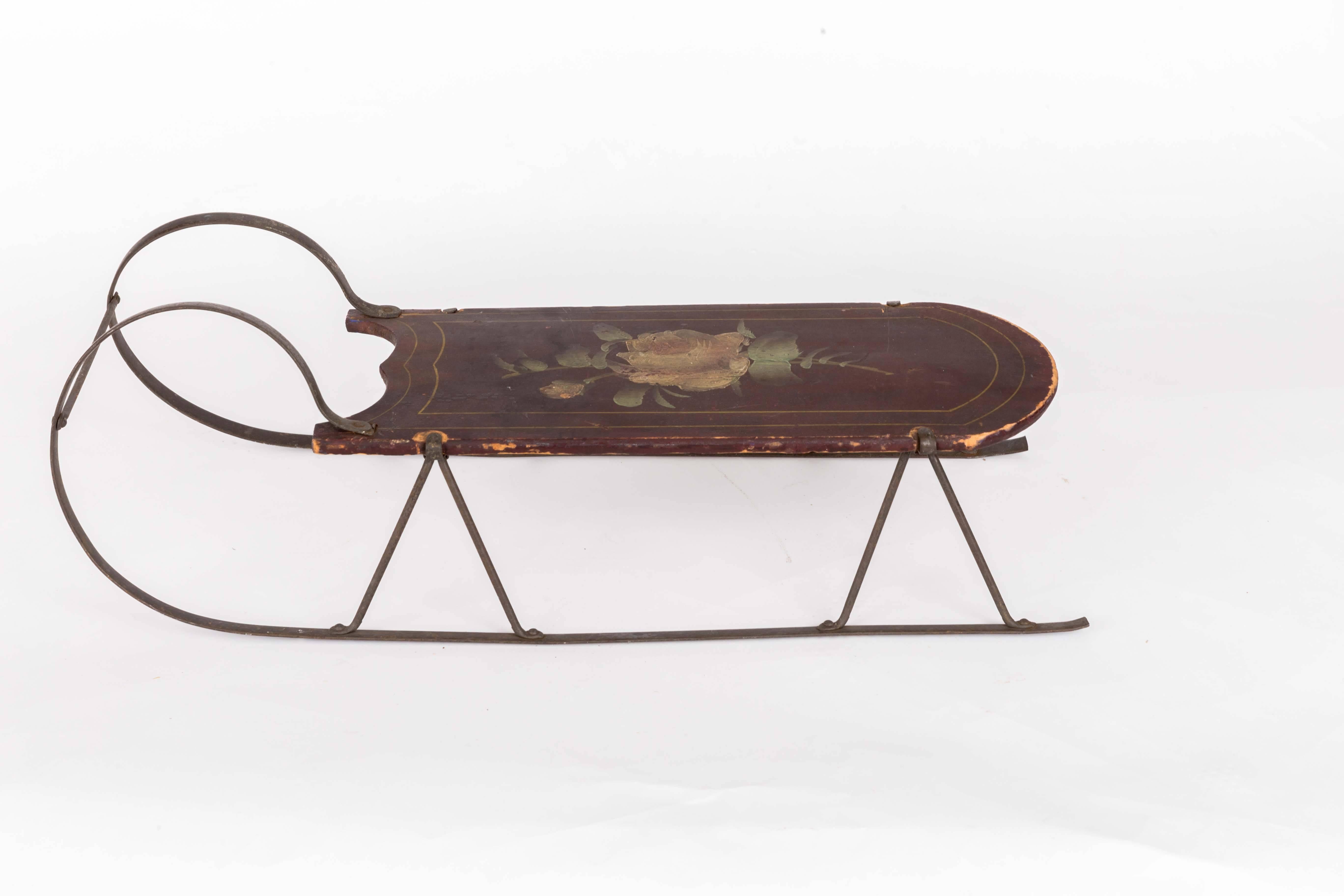 Painted 19th-Century Petite Childs Sled