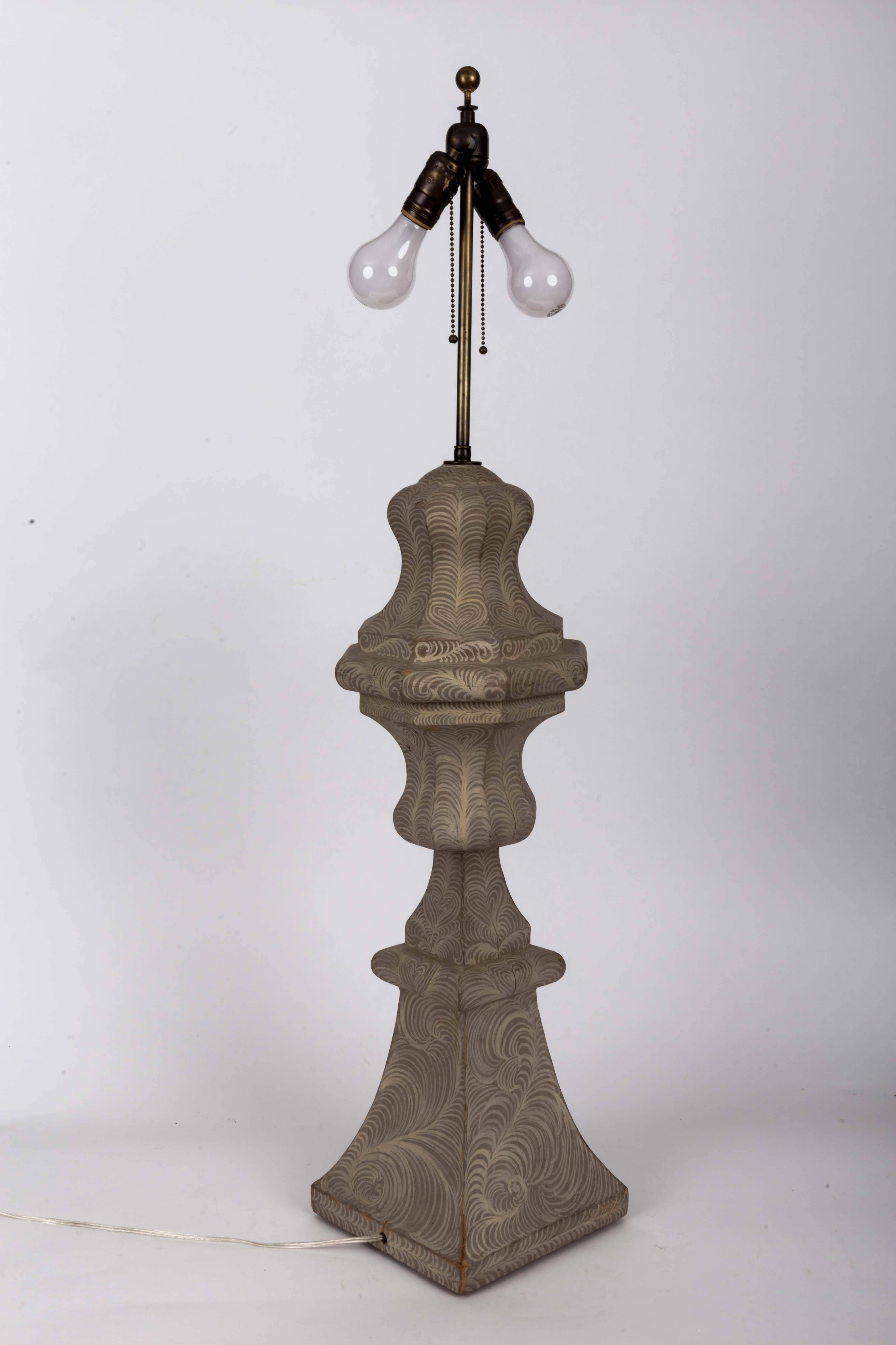Folk Art Paint Decorated Baluster Lamp 1