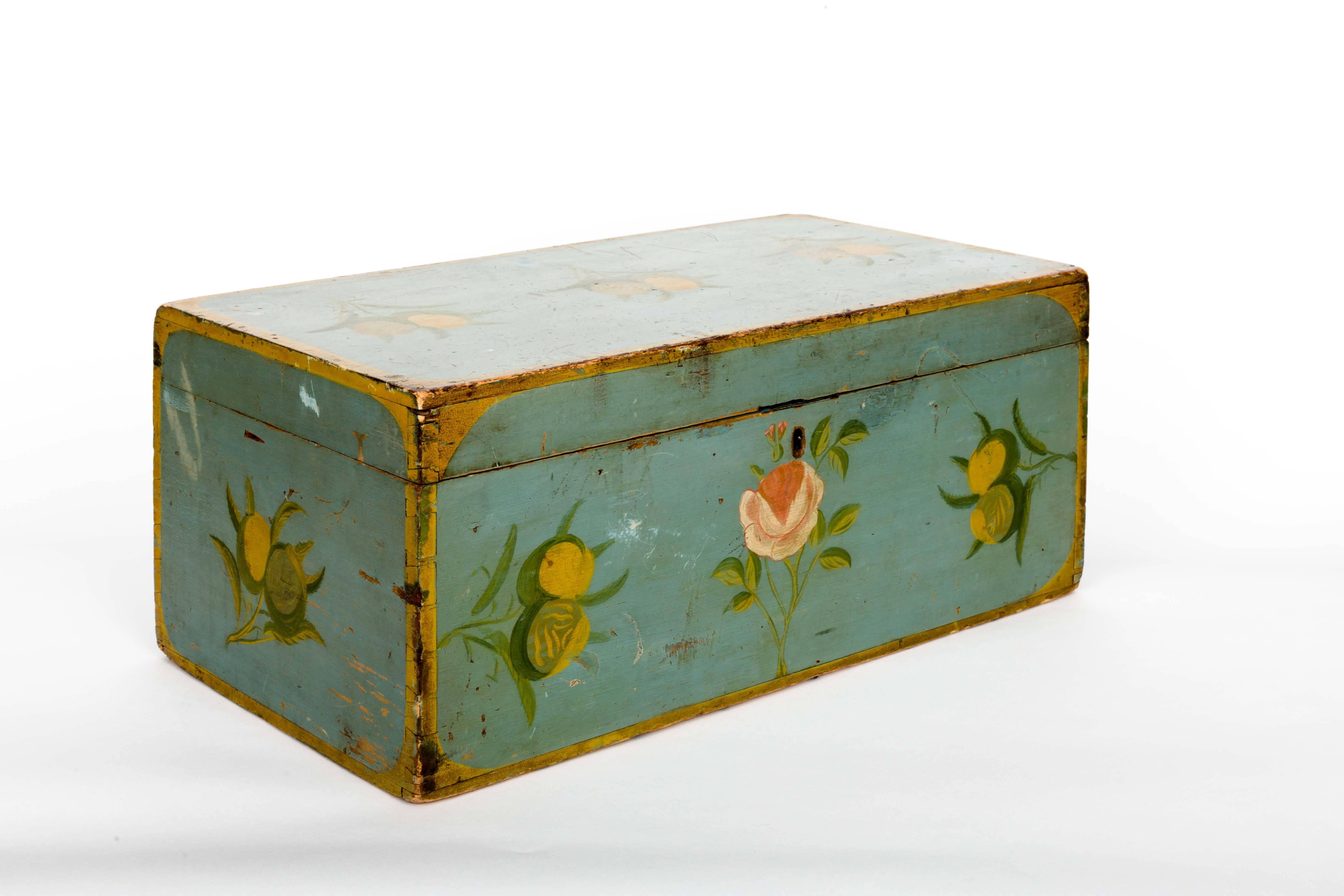 Wood Painted American Folk Art Box For Sale
