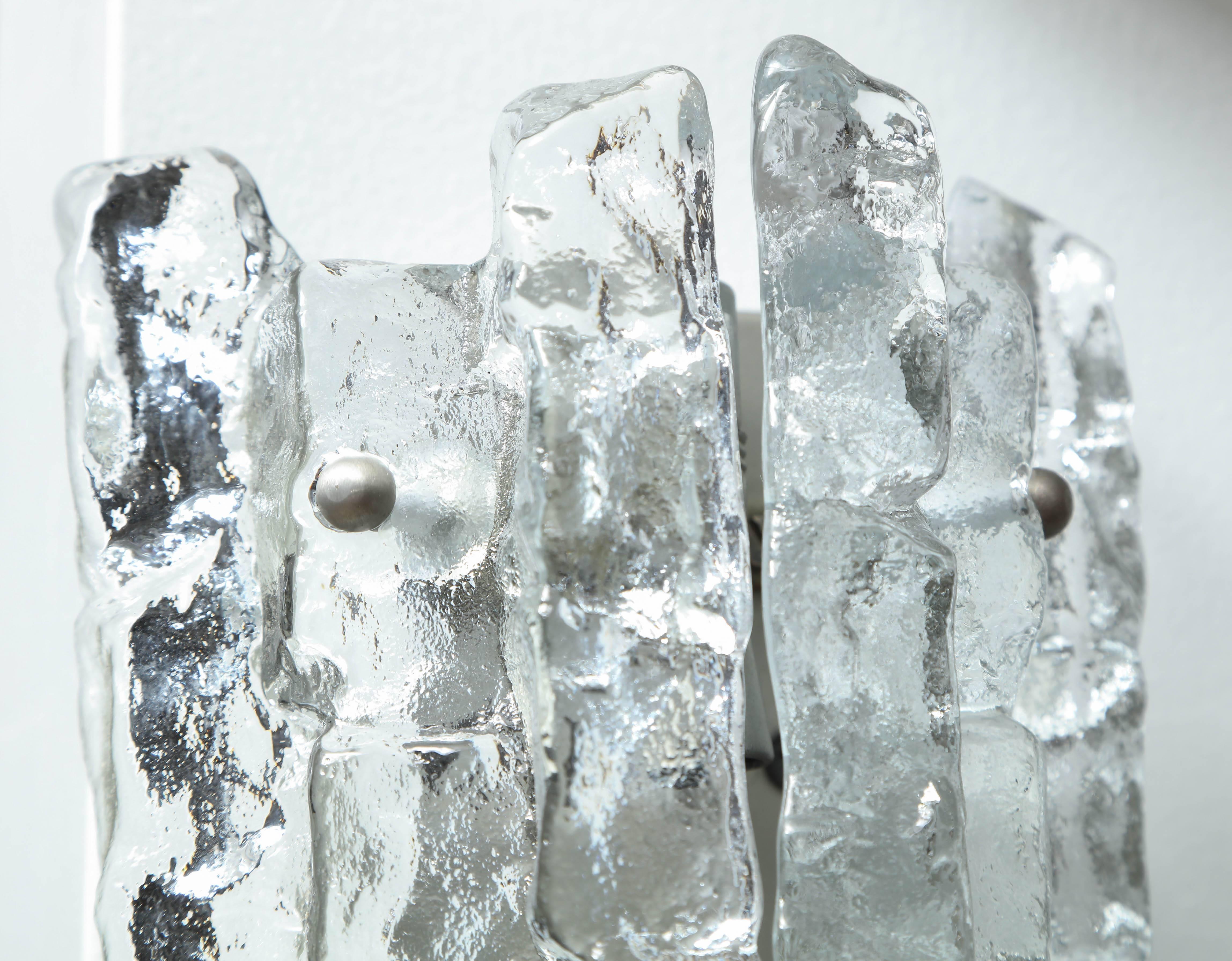 Scandinavian Modern Kalmar 2 Panel Ice Glass Sconces