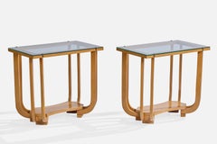 American Designer, Side Tables, Wood, Glass, USA, 1950s