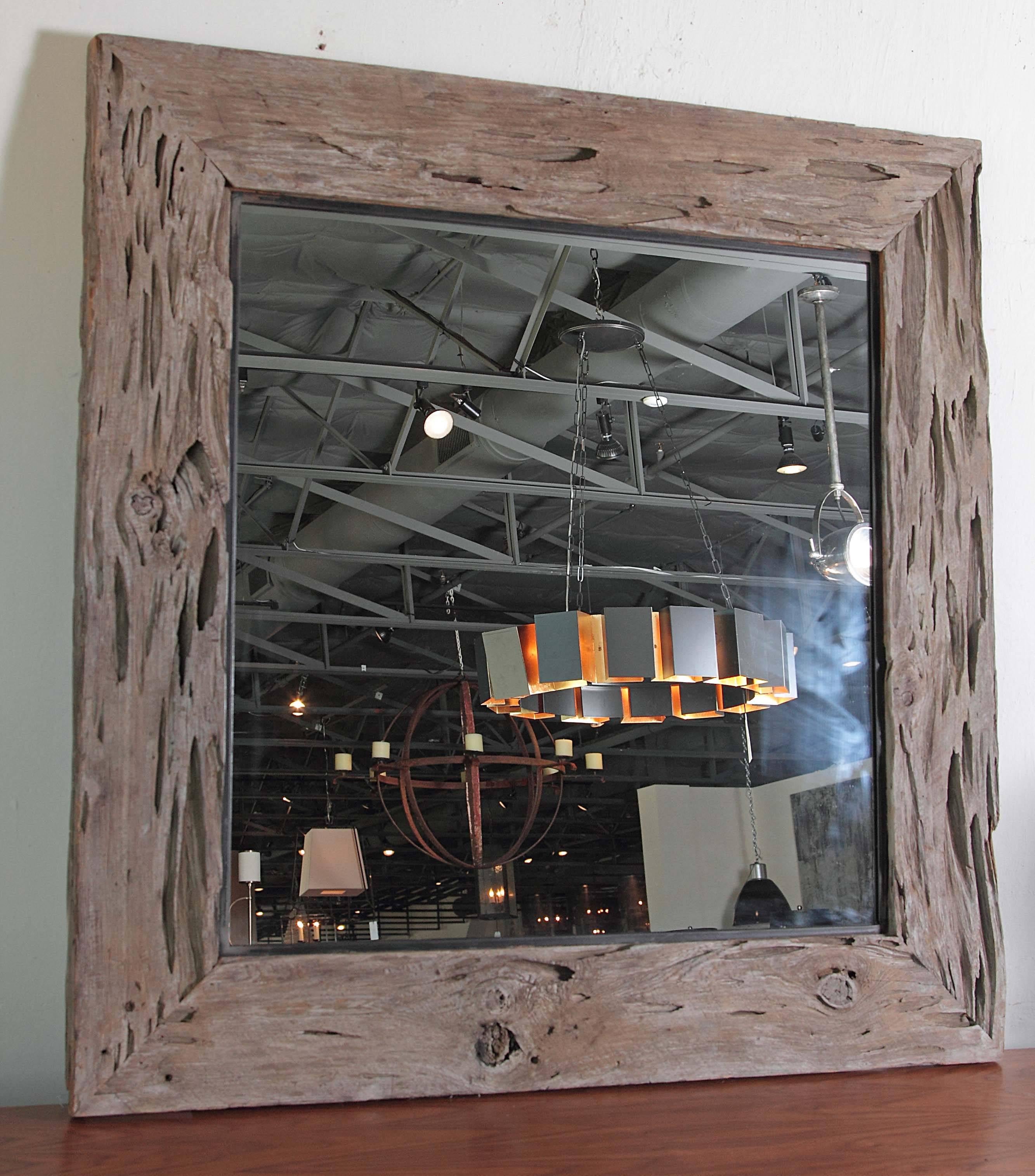 Organic Cypress Wood Wall Mirror at 1stDibs