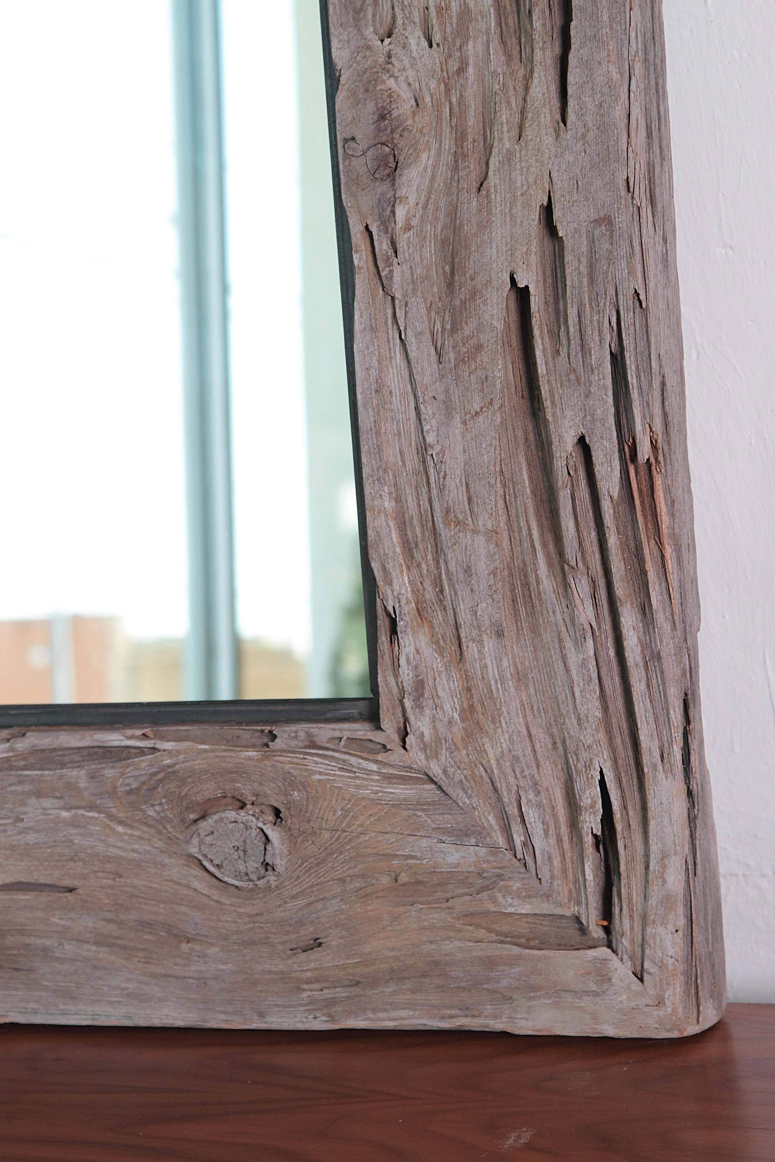 Organic Modern Organic Cypress Wood Wall Mirror
