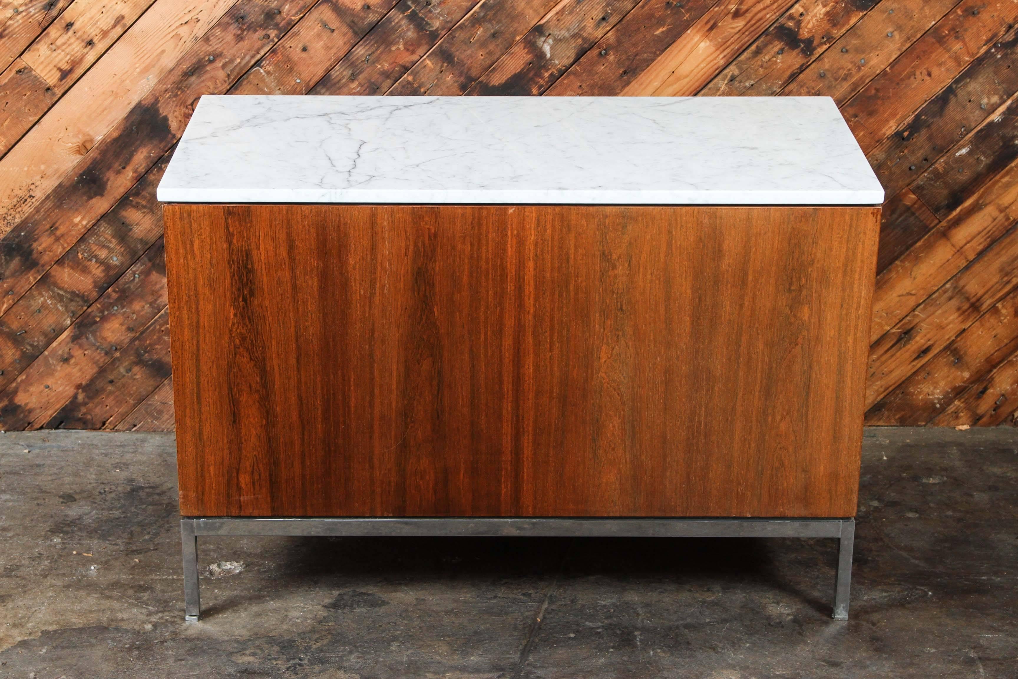 Mid-Century Florence Knoll Rosewood Marble Chrome Credenza For Sale 4