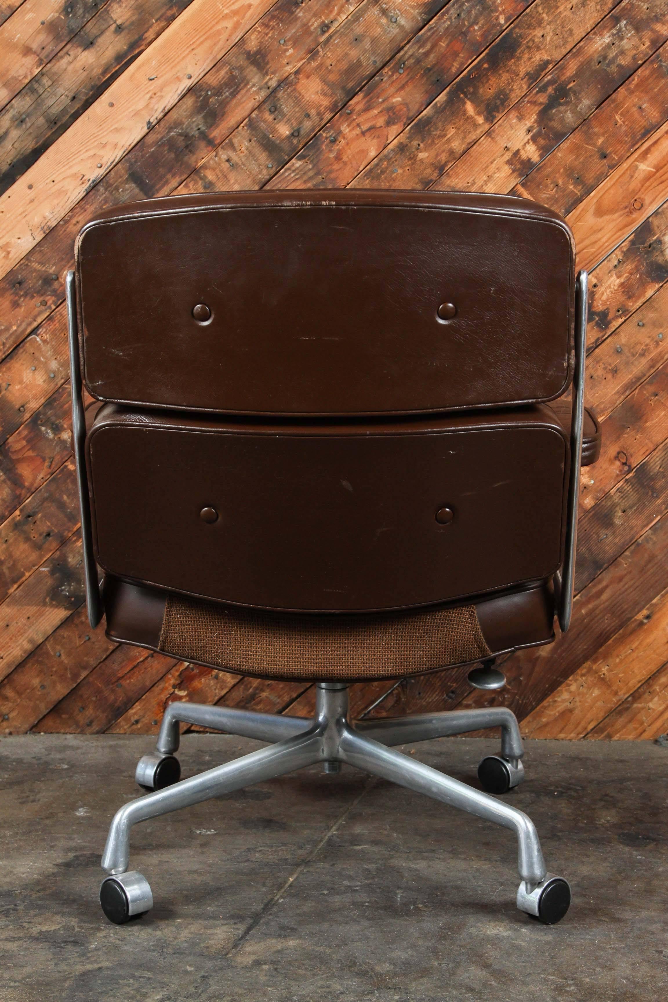 Mid-Century Modern  Time Life Chair by Charles and Ray Eames in Rich Brown Leather