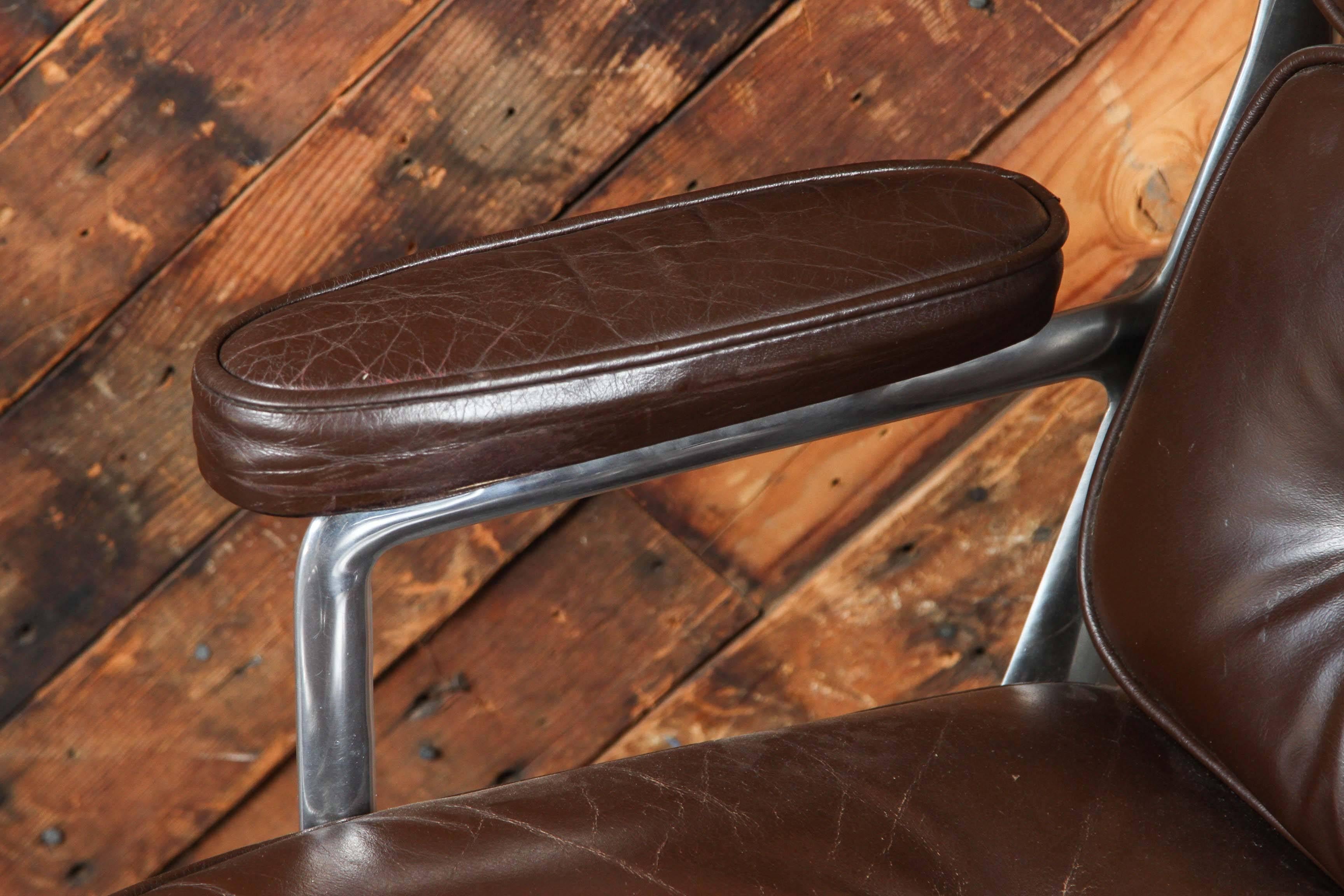 20th Century  Time Life Chair by Charles and Ray Eames in Rich Brown Leather