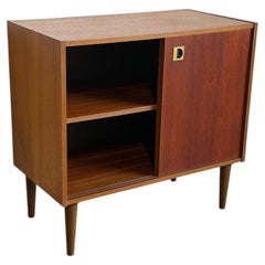 Small Teak Sliding-Door Sideboard Credenza Danish Mid-Century Modern 1960s