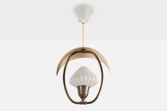 Valinte, Pendant Light, Brass, Metal, Glass, Finland, 1950s