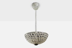 Italian Designer, Pendant Light, Glass, Brass, Italy, 1950s