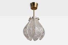 Carl Fagerlund, Pendant Light, Brass, Glass, Sweden, 1950s