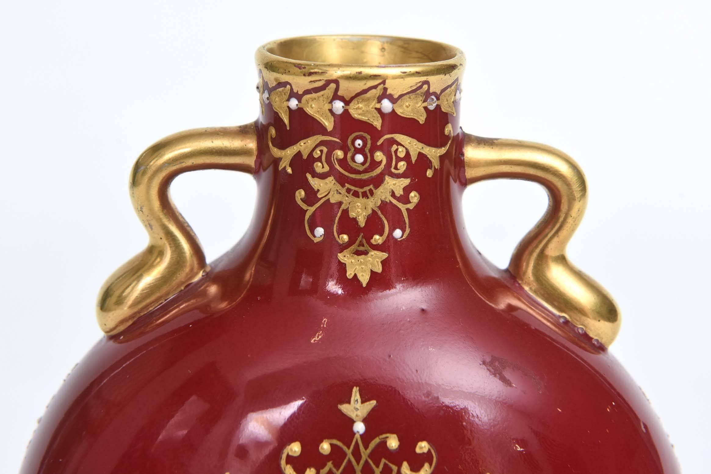 Antike Vase Coalport England, handbemalt mit Juwelen und vergoldet, vergoldet im Angebot 1