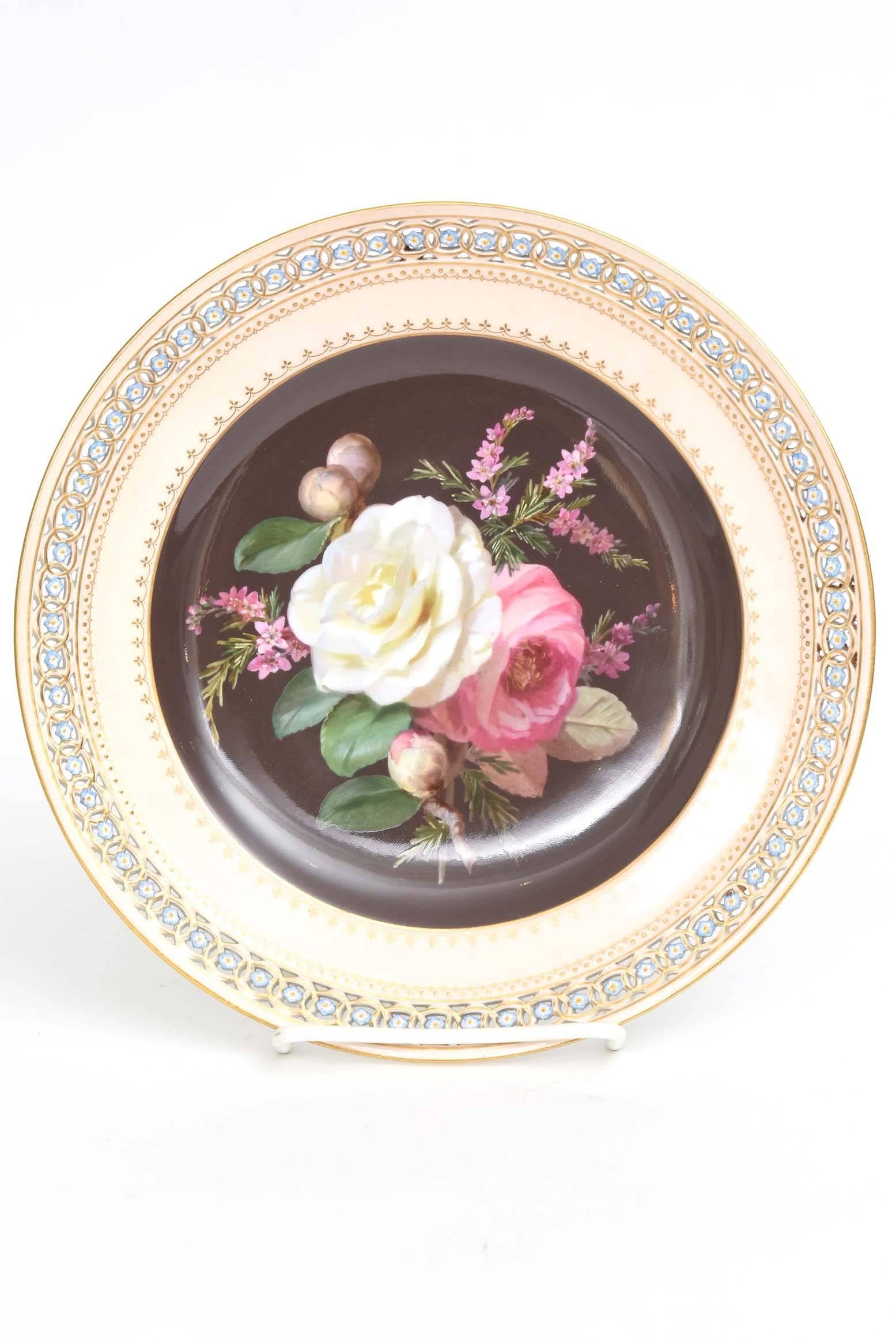 Hand-Crafted Rare Meissen Fine Porcelain Cabinet Pieces. Hand-Painted Botanicals, Reticulated