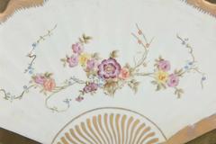 Antique Decorative Wall Object, Porcelain Fan in Custom Green Velour Shadow Case