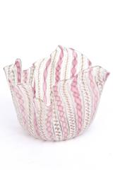 Vintage Venetian Glass Pink and White Latticino Center Bowl