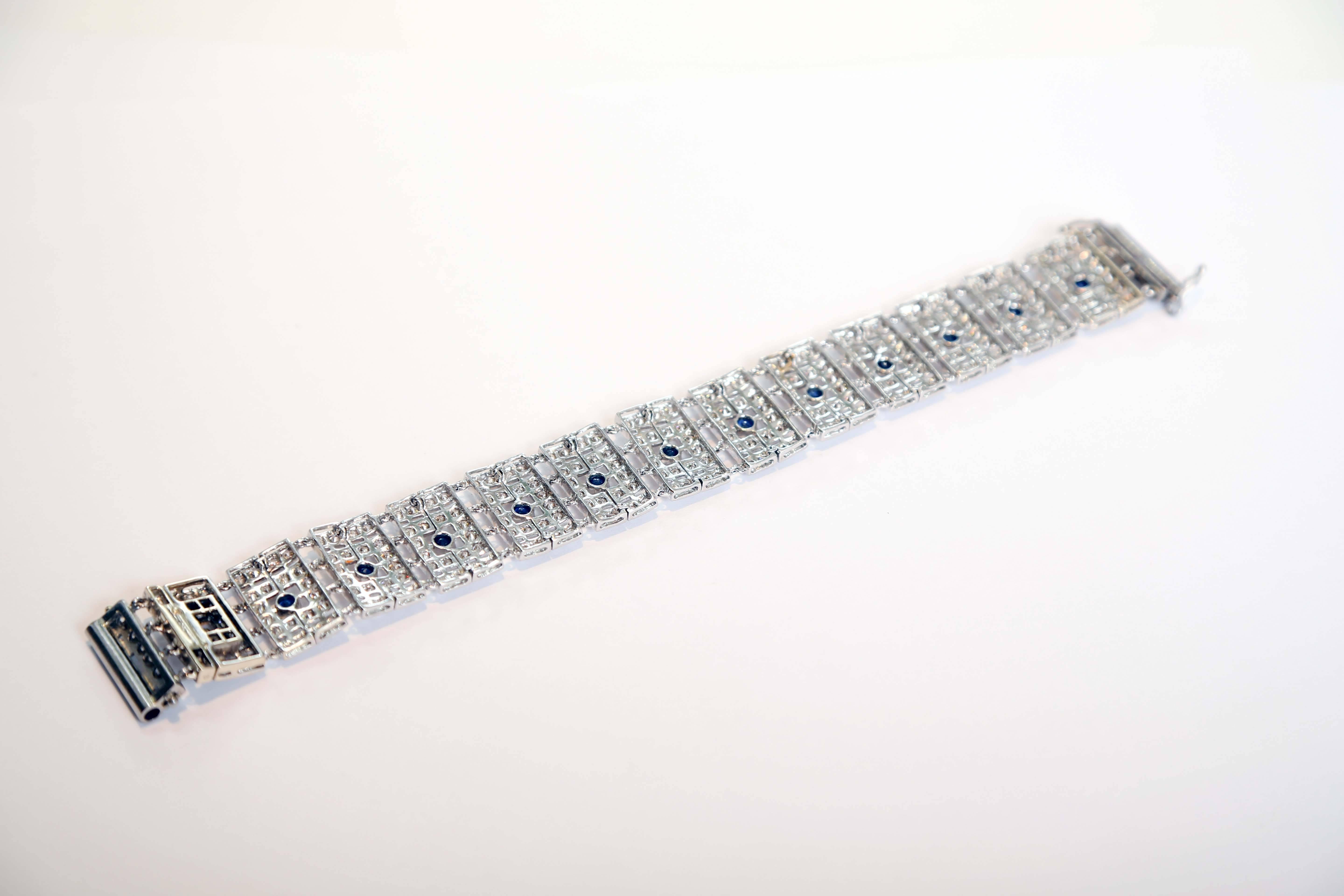 Art Deco Diamond and Sapphire Bracelet 1