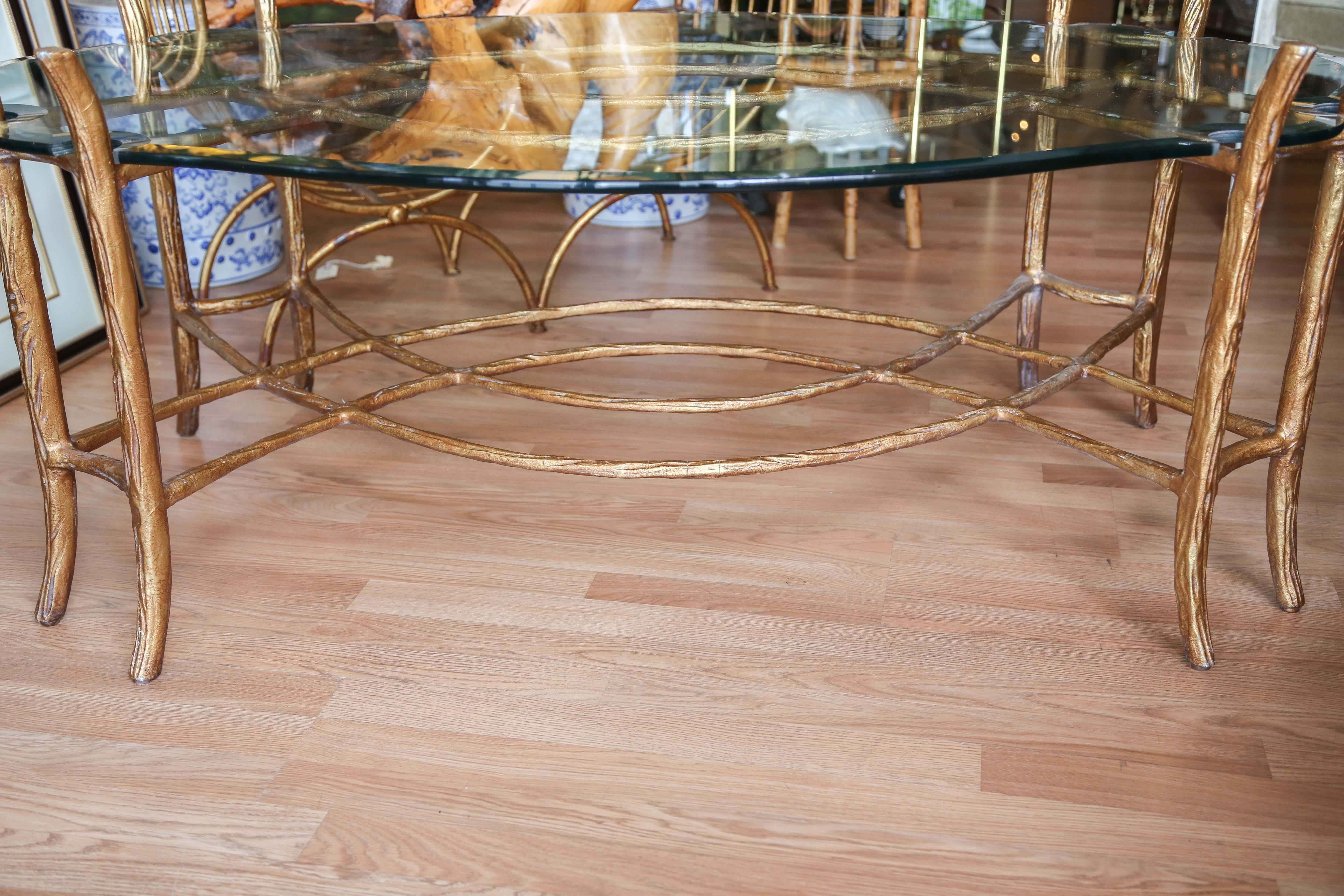 Vintage Gilded Faux Bois Coffee Table In Good Condition For Sale In West Palm Beach, FL