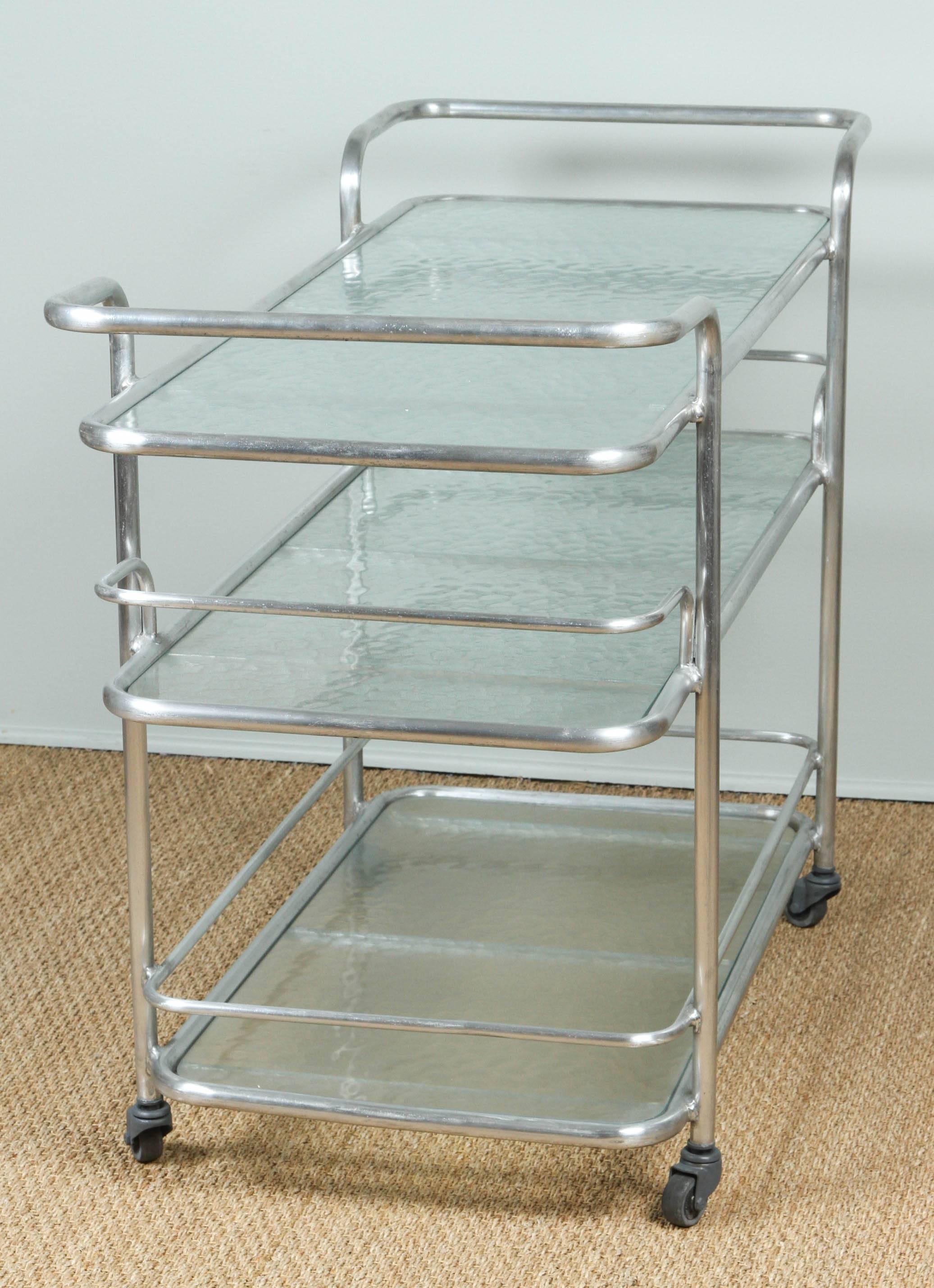 Brown Jordan Aluminum and Glass Bar Cart In Good Condition In Los Angeles, CA