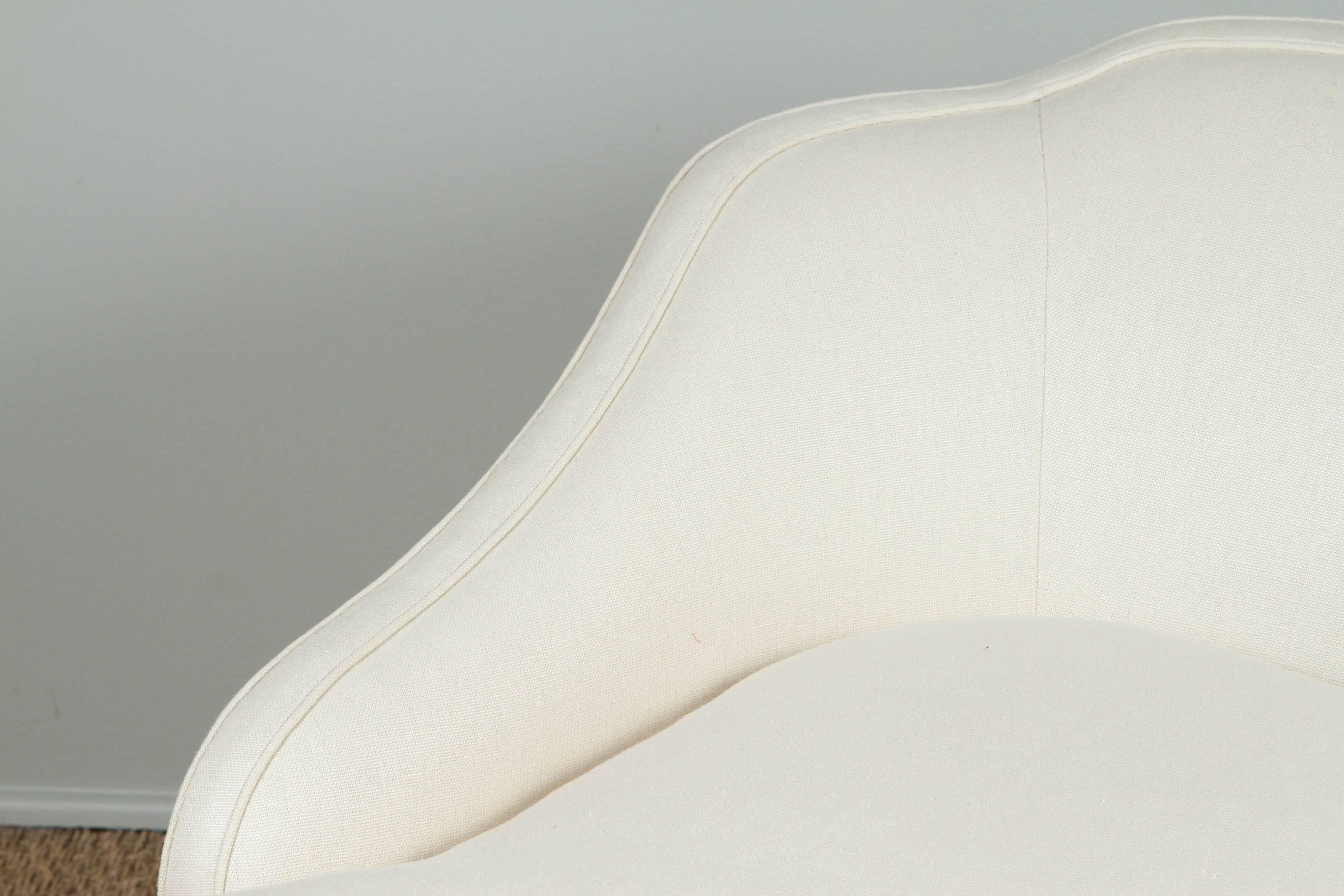Linen Vintage Swivel Chair For Sale