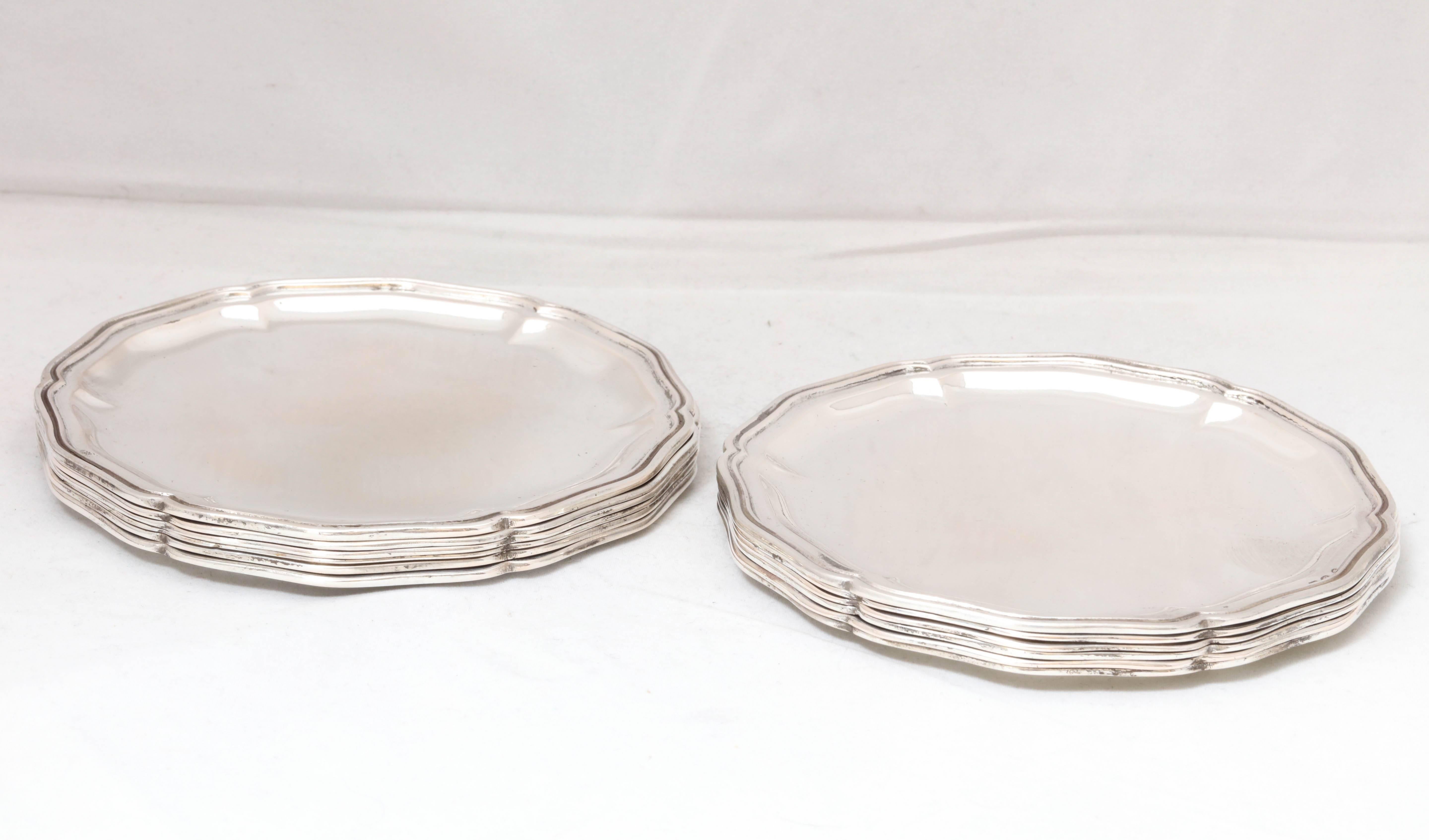 Early 20th Century Edwardian set of 12 Austrian Continental .800 Silver Bread and Butter Plates