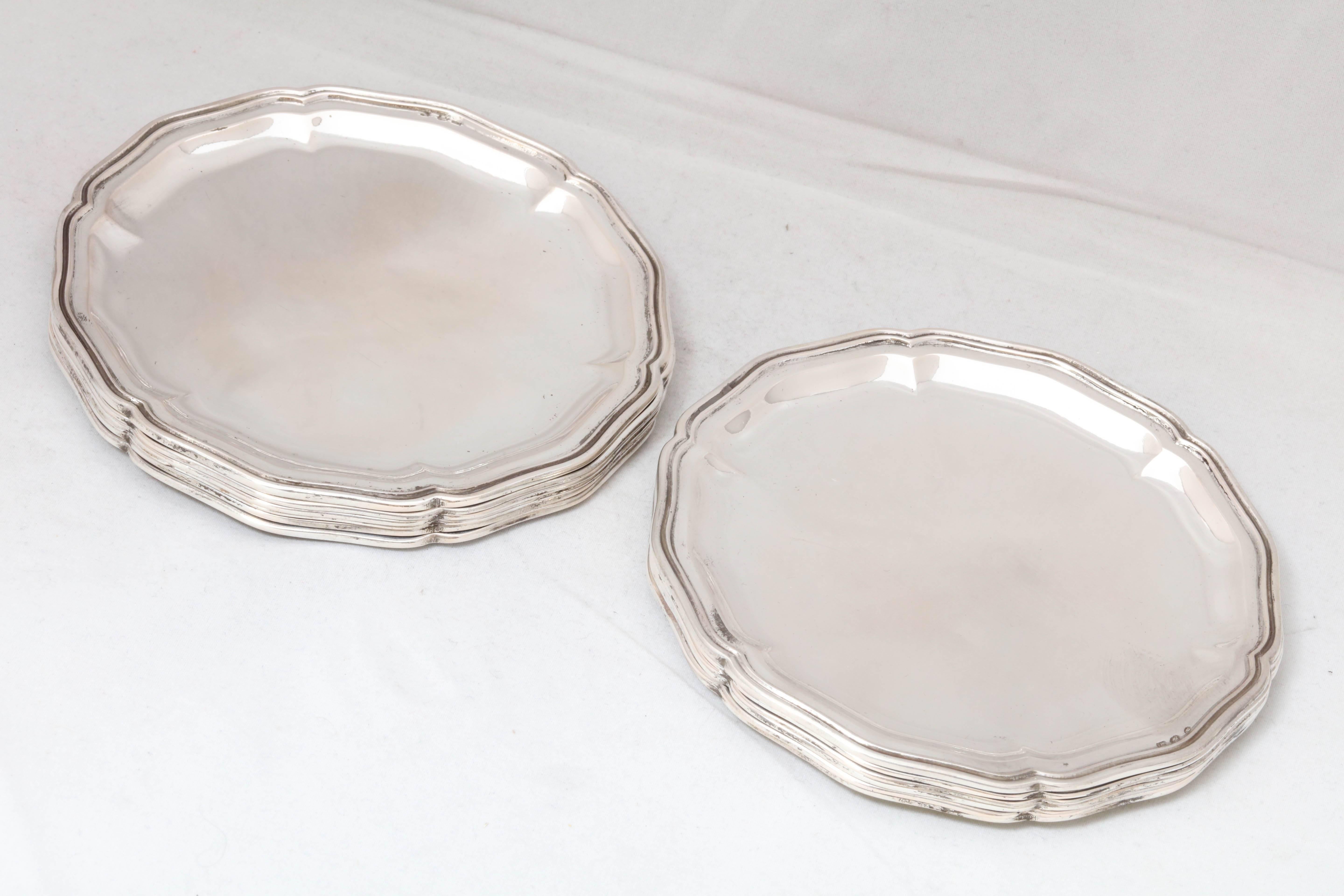 Sterling Silver Edwardian set of 12 Austrian Continental .800 Silver Bread and Butter Plates