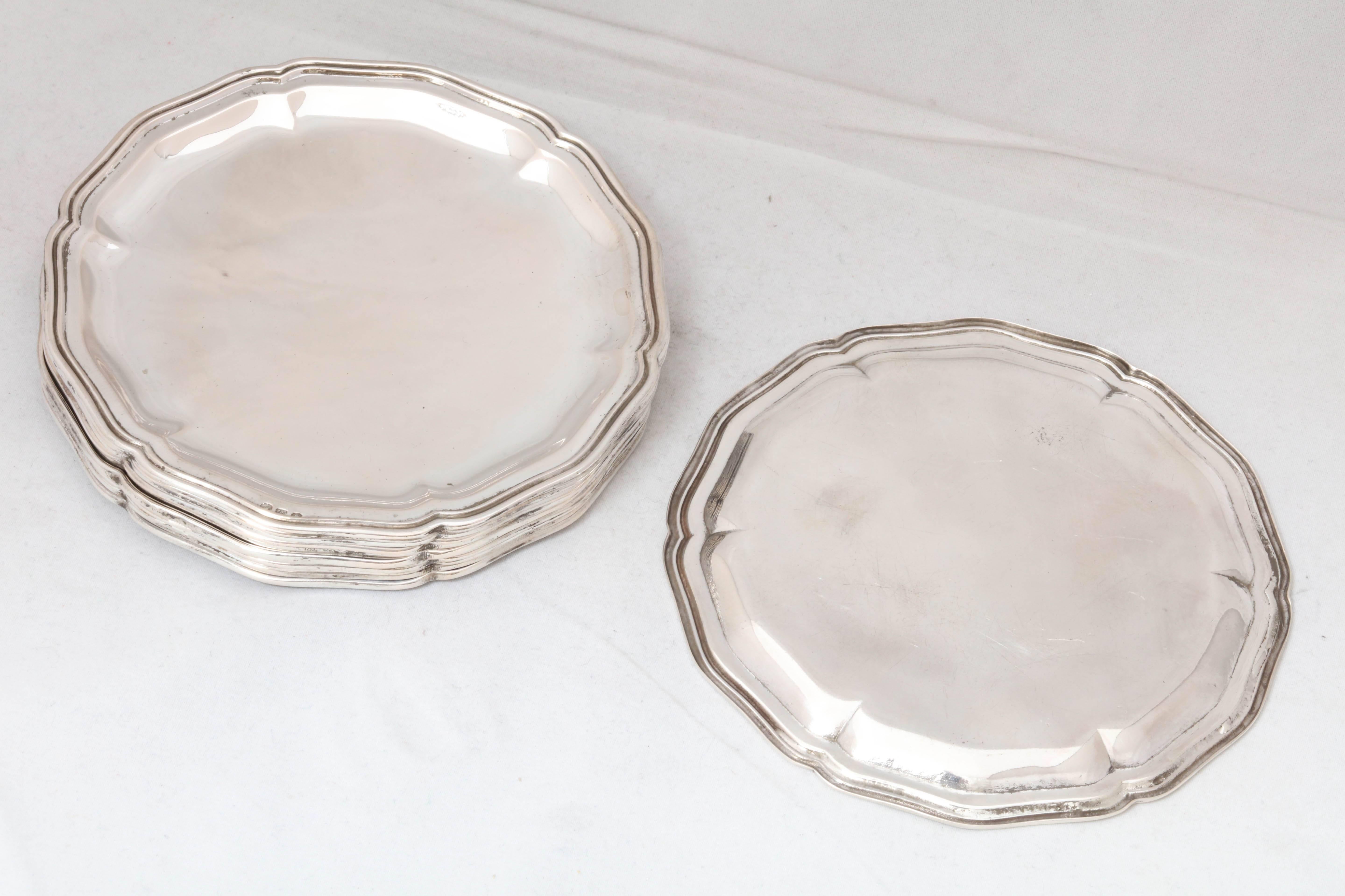 Edwardian set of 12 Austrian Continental .800 Silver Bread and Butter Plates 1