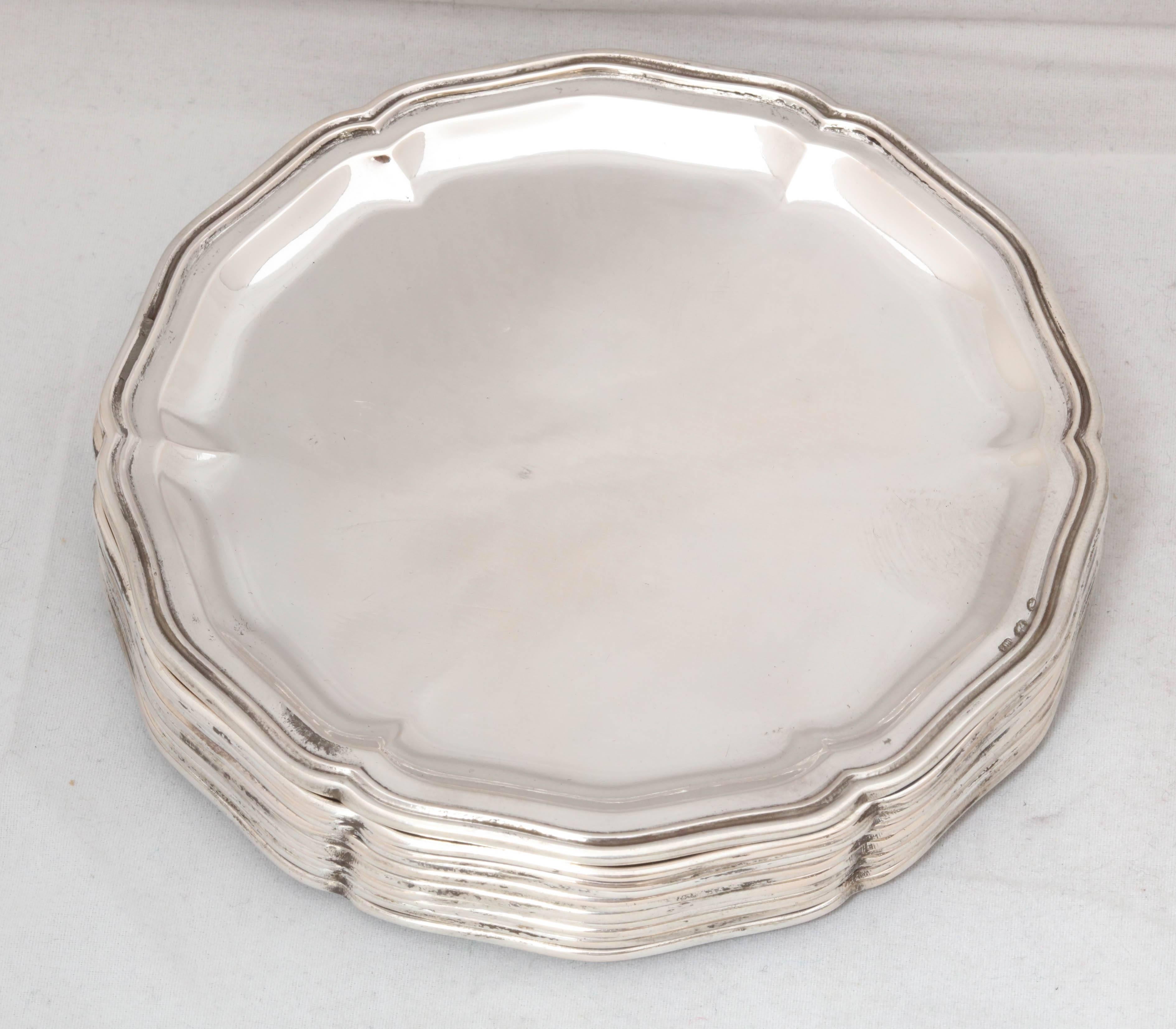 Edwardian set of 12 Austrian Continental .800 Silver Bread and Butter Plates 3
