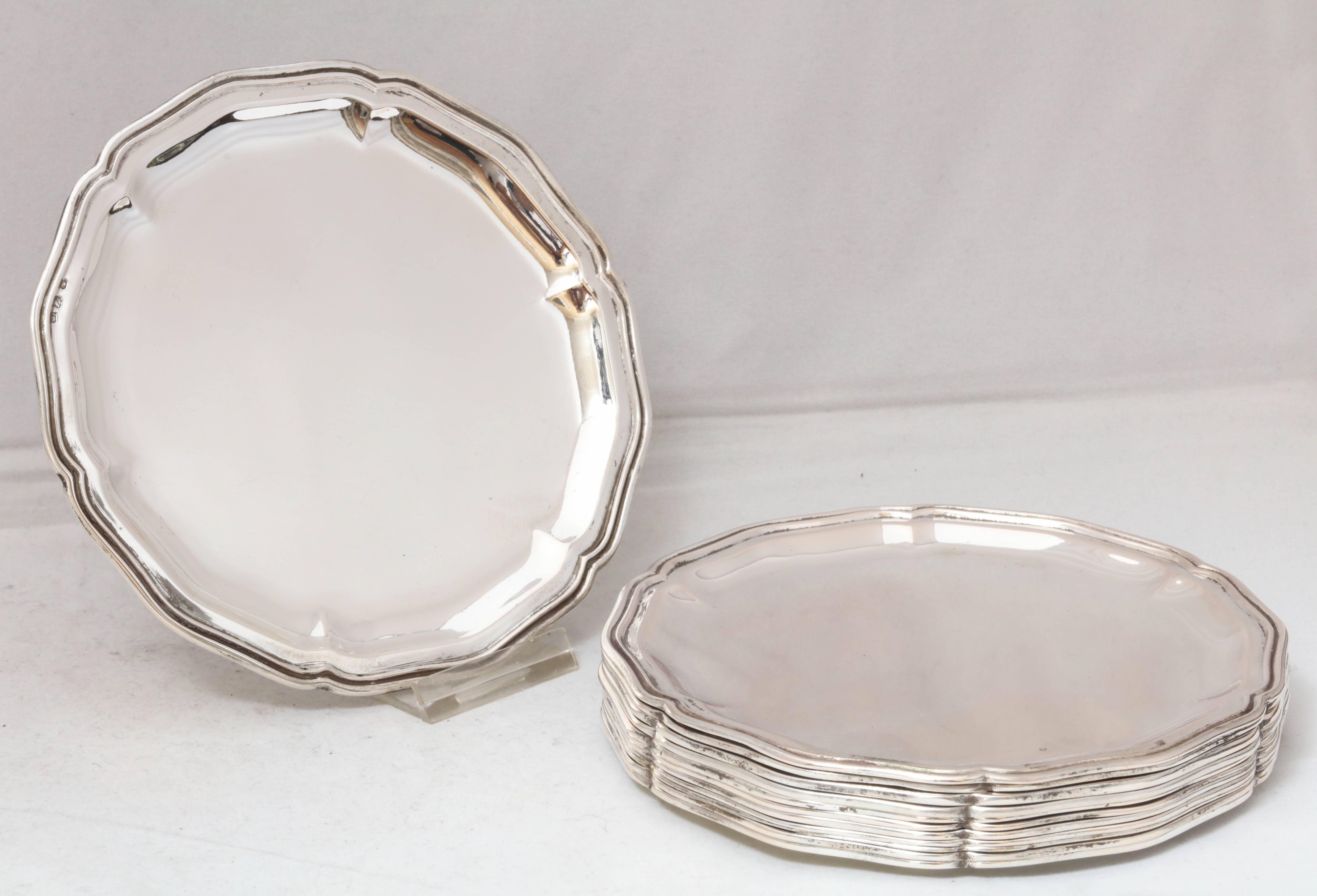 Edwardian set of 12 Austrian Continental .800 Silver Bread and Butter Plates 5
