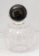Edwardian Sterling Silver and Onyx-Mounted Cut Crystal Perfume Bottle