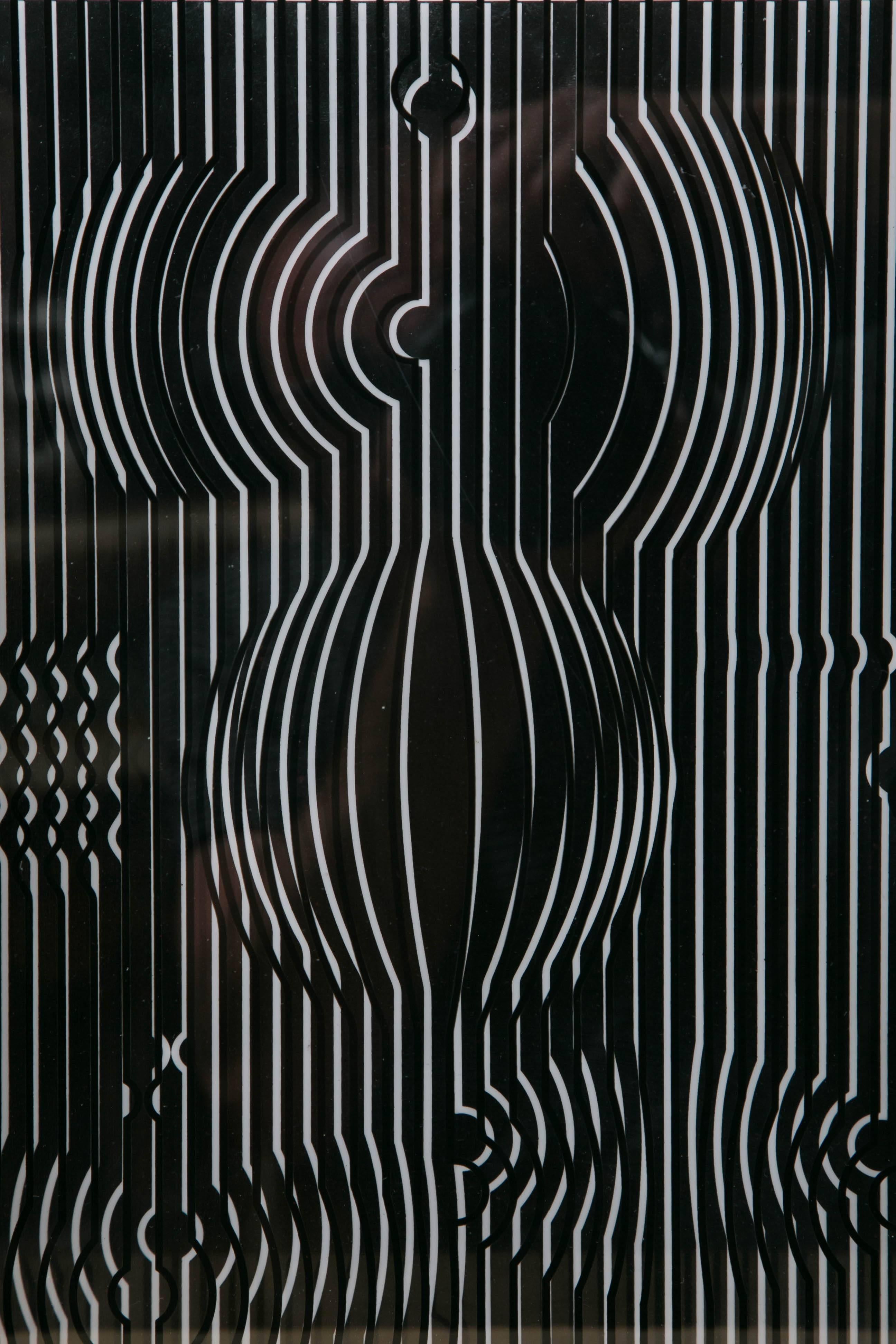 Vasarely Optical Black and White Sculpture 156/250 For Sale 1