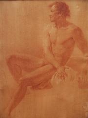 Set of Four 18th Century Sanguine Drawings of Male Nudes