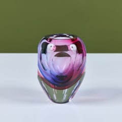 Murano Sommerso Faceted Glass Vase by Fabio Poli, c.1950s