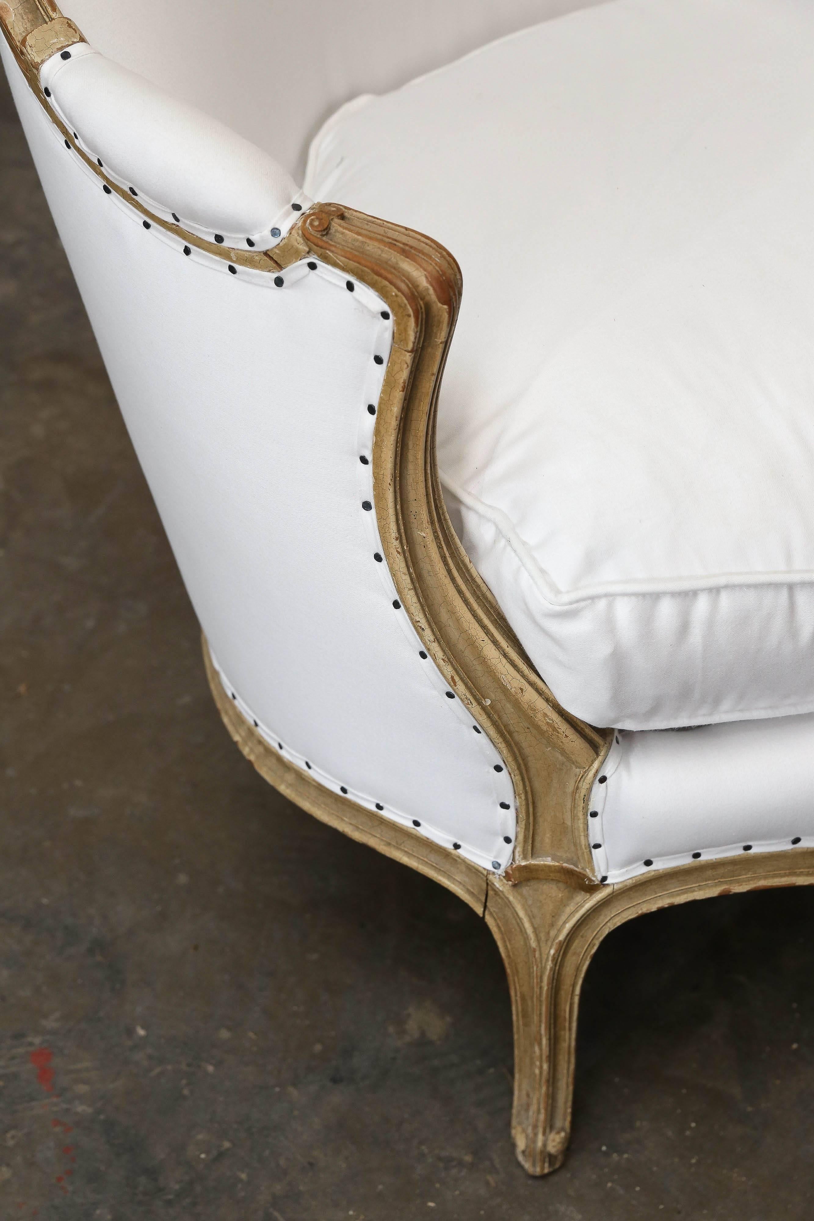 Napoleon III 19th Century French Napoleon Settee with New Down Cushion and Original Finish