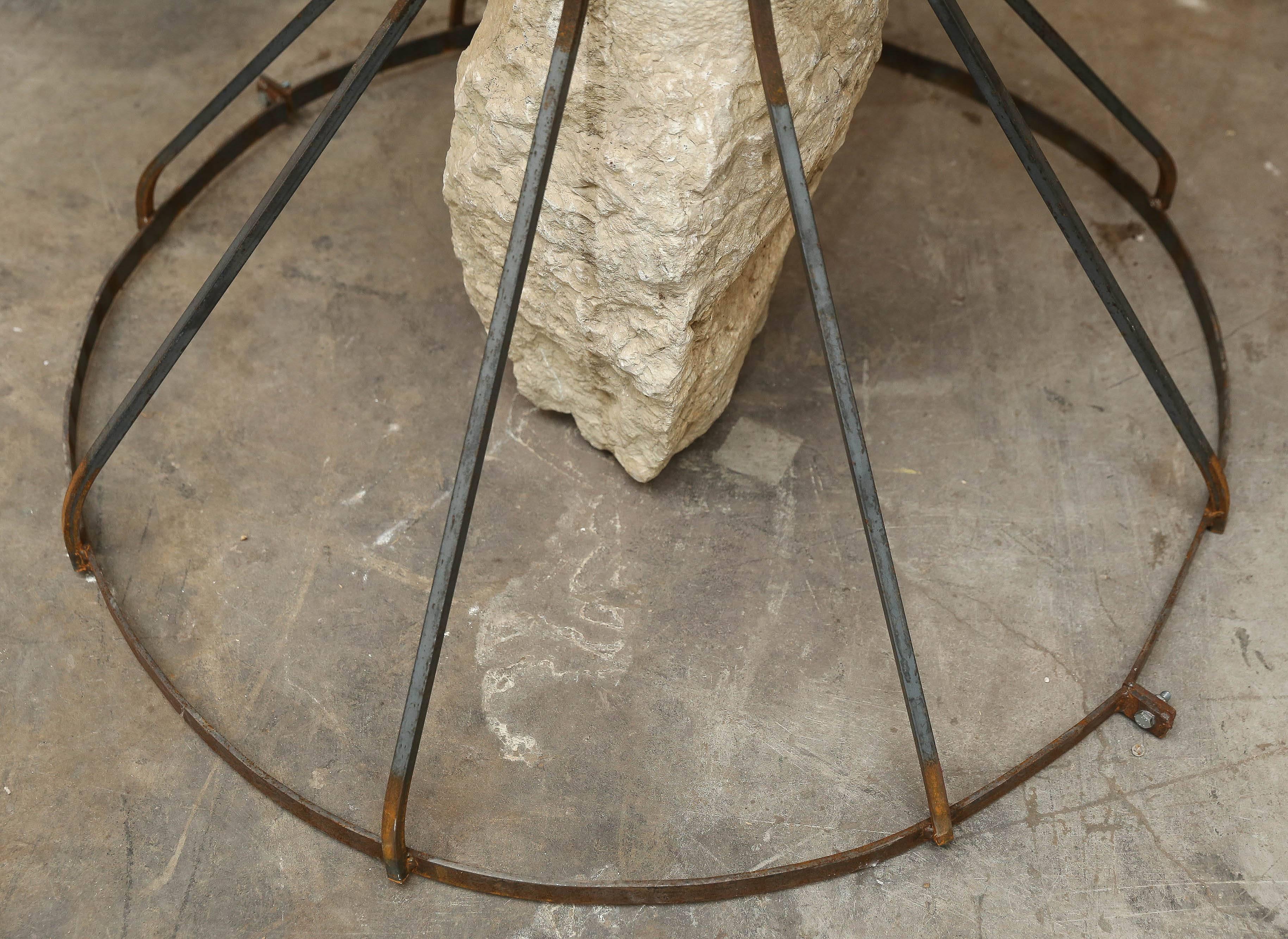 Ancient Italian Oval Shape Stone Garden Table with Original Stone Base 1