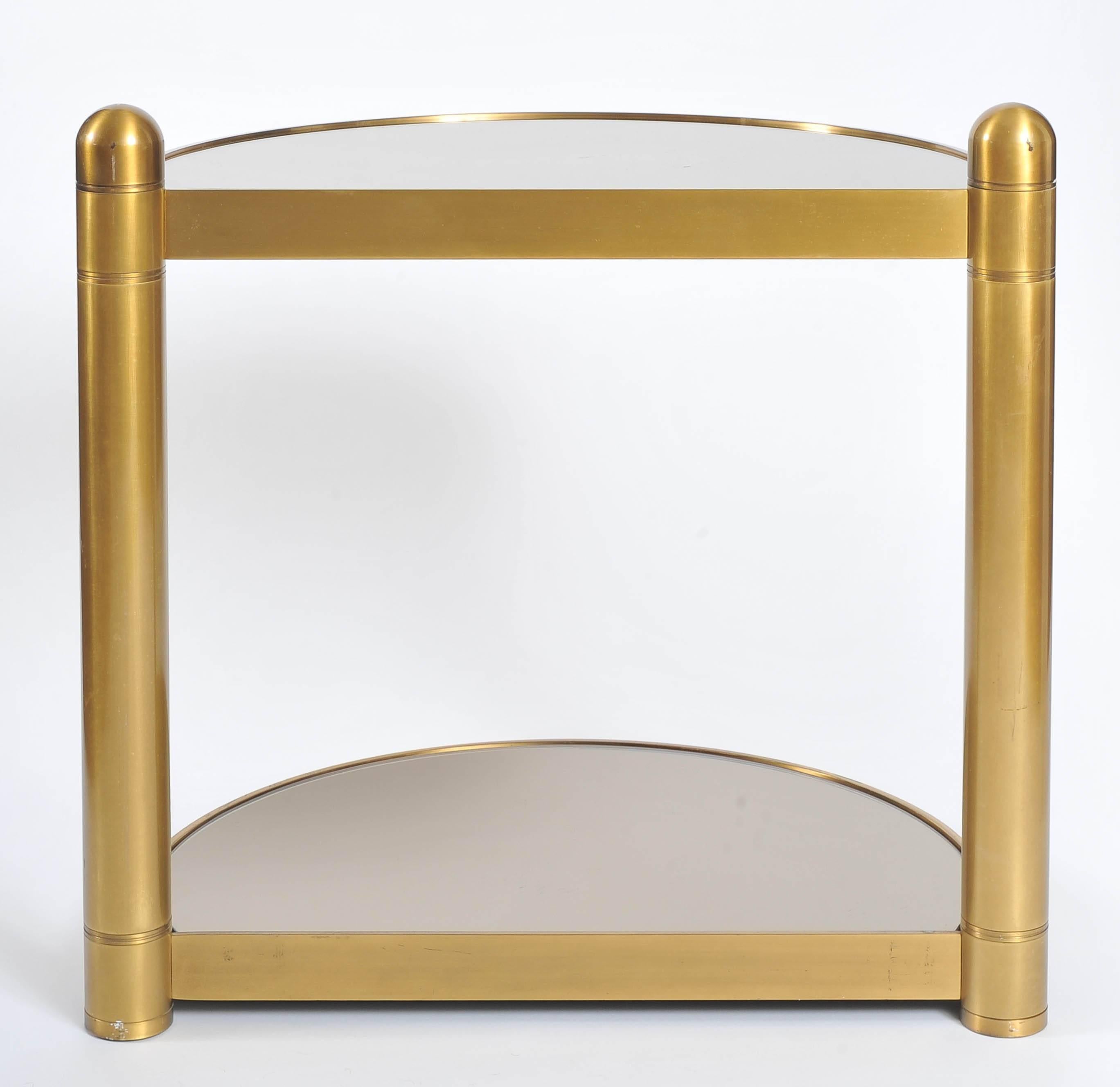 1980s Italian Brass 'Half Moon' Side Tables In Excellent Condition In London, GB
