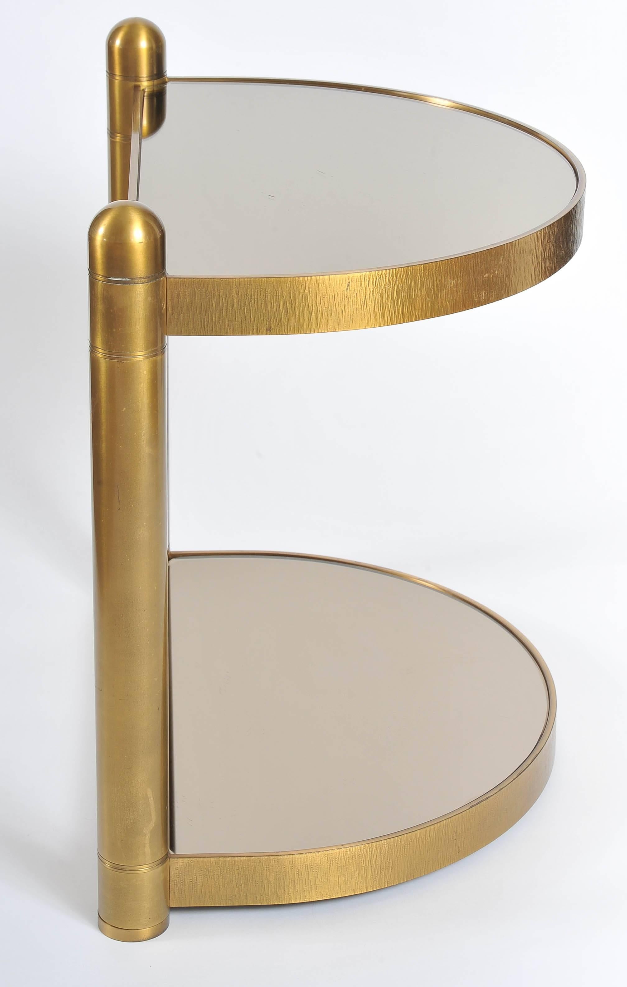 Mirror 1980s Italian Brass 'Half Moon' Side Tables
