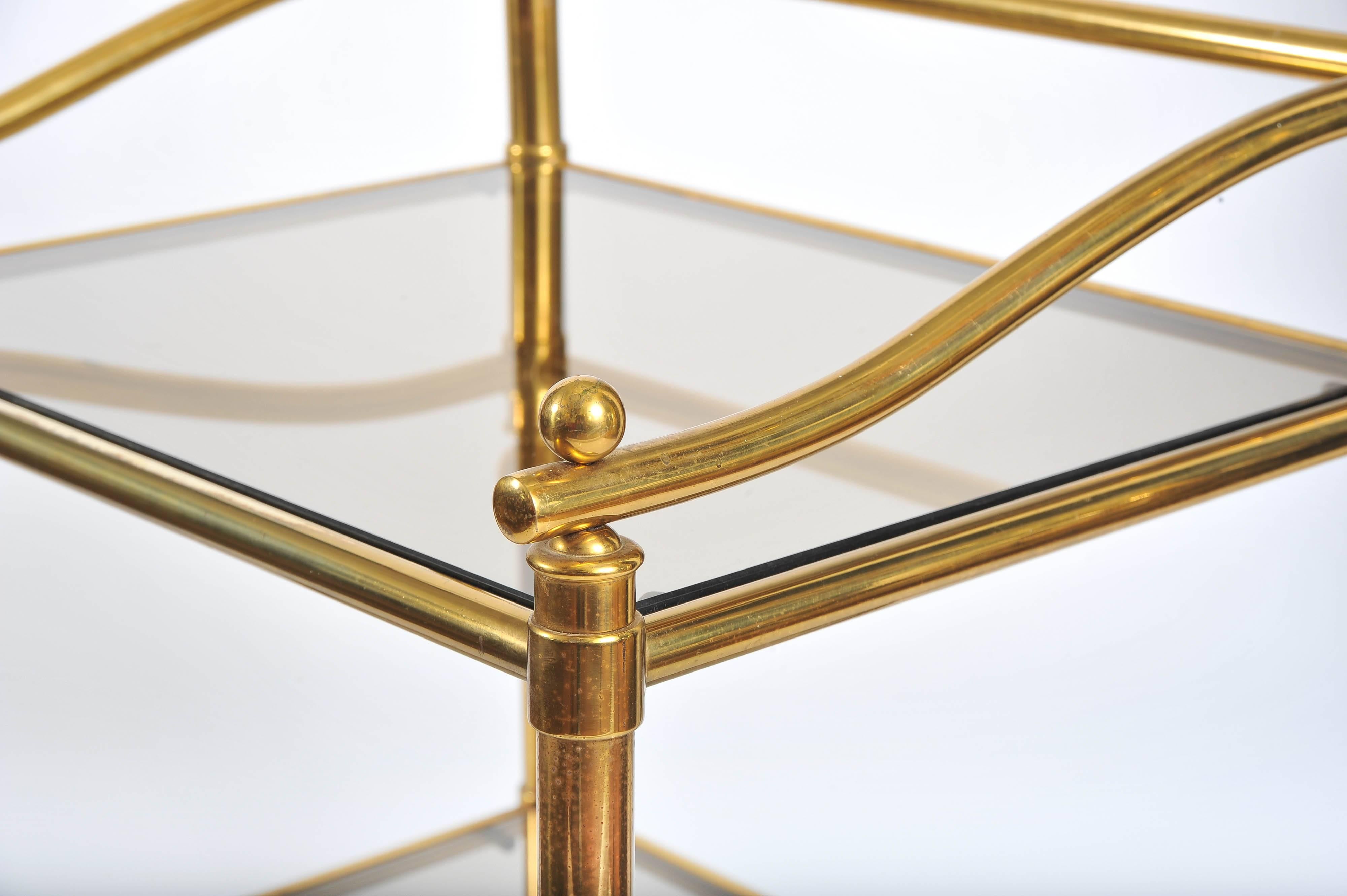 Mid-20th Century Pair of Italian 1950s Brass and Glass Side Tables