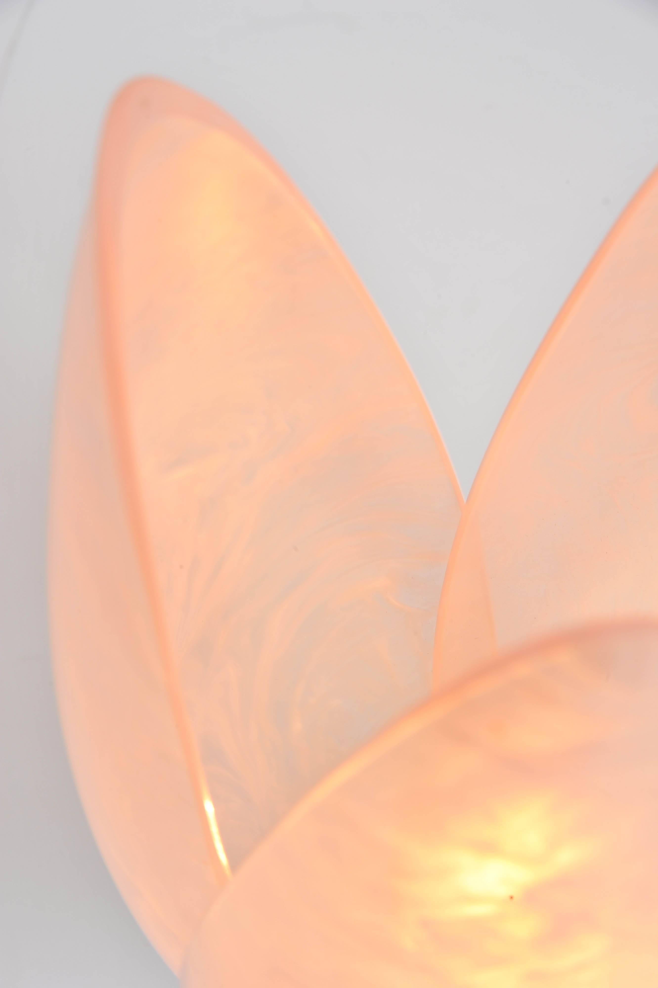 Acrylic 1950s Italian 'Pink Marbled Lotus' Table Lamp