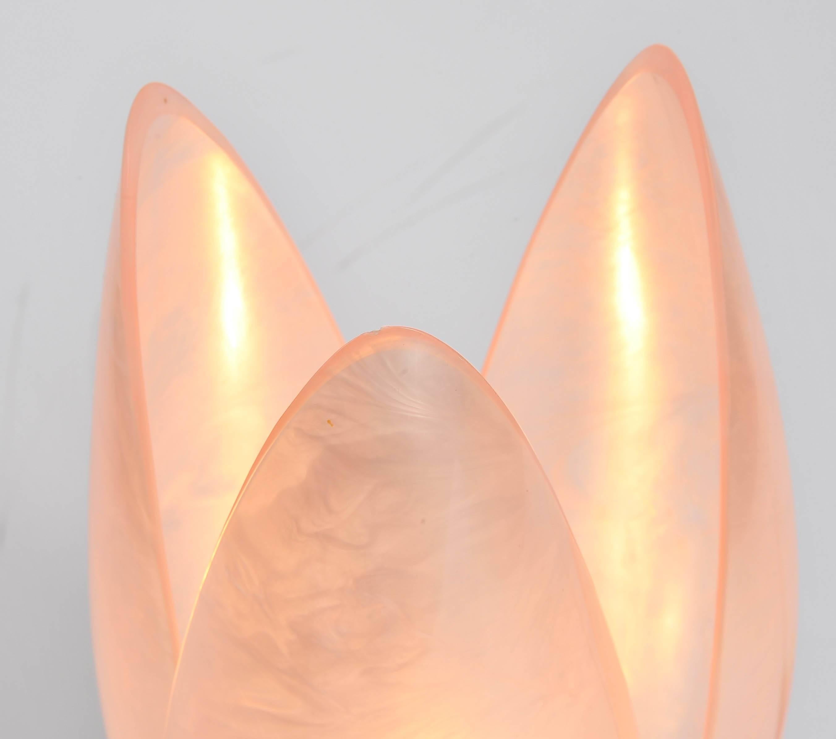1950s Italian 'Pink Marbled Lotus' Table Lamp 1