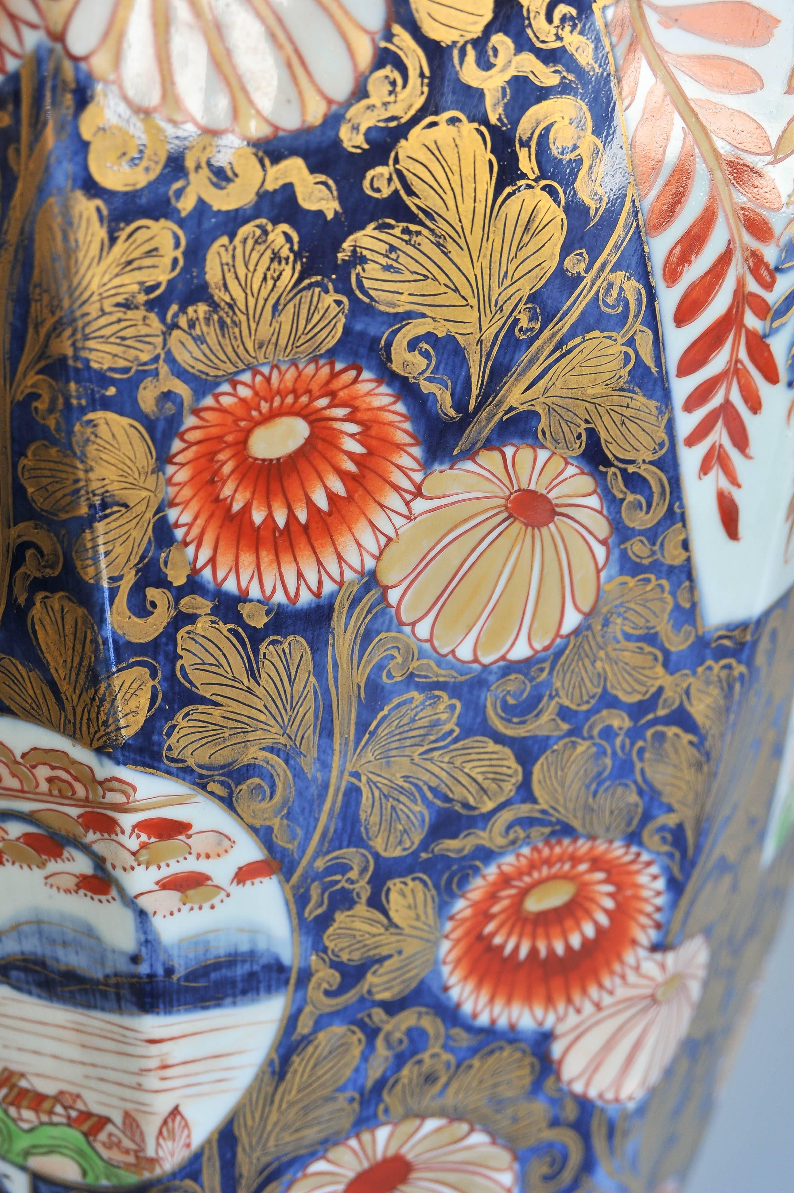 An Impressive 19th Century Imari Porcelain Lamped Vase 1
