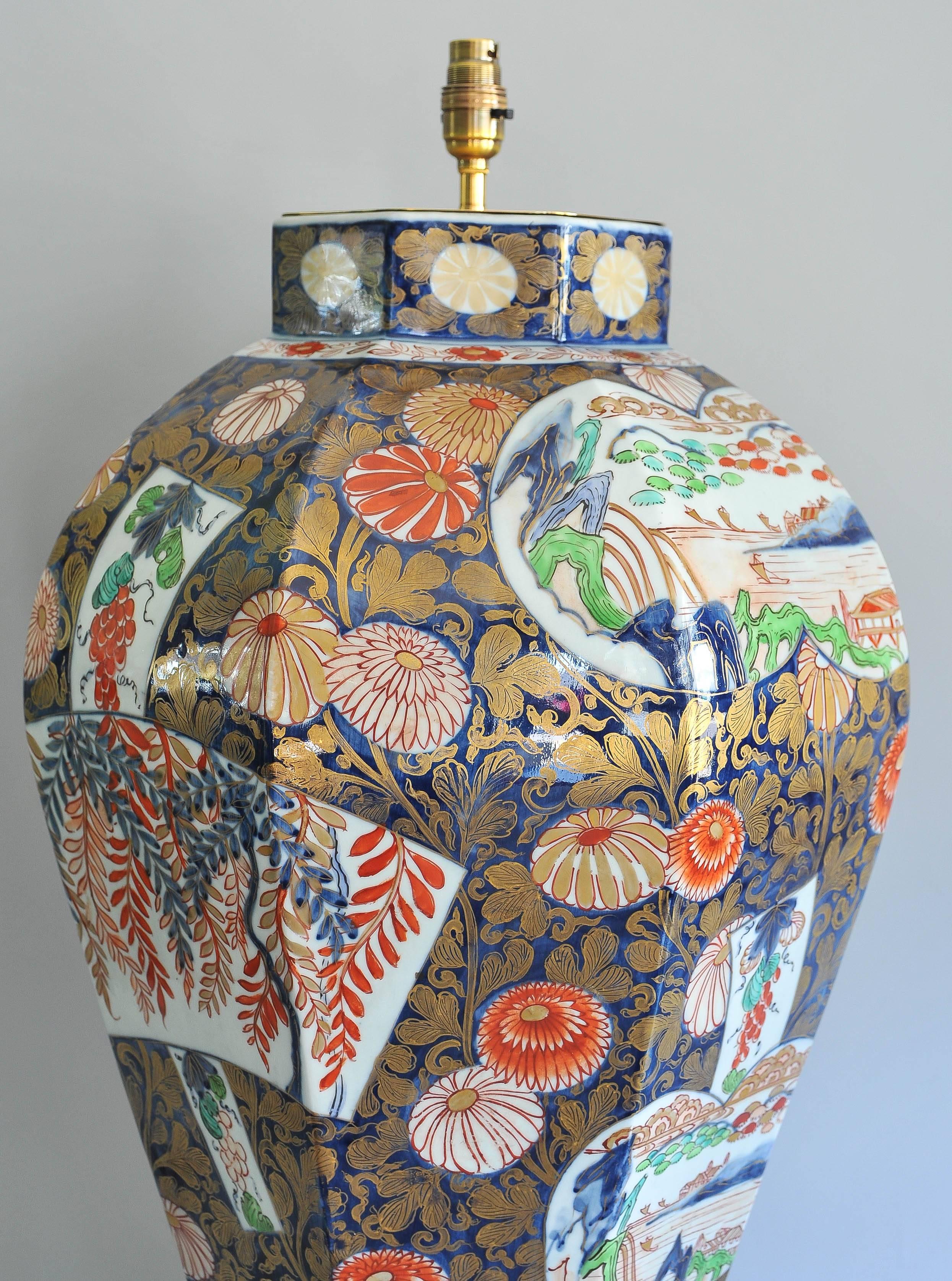 An Impressive 19th Century Imari Porcelain Lamped Vase 4