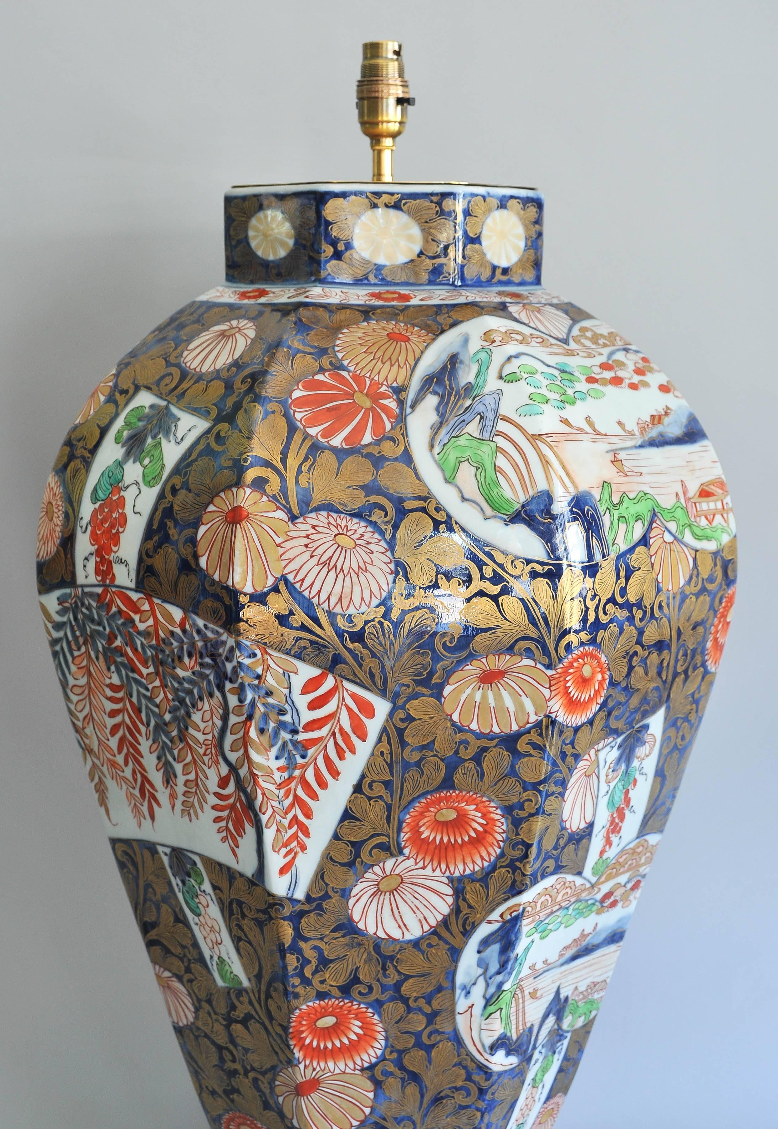 An Impressive 19th Century Imari Porcelain Lamped Vase 5