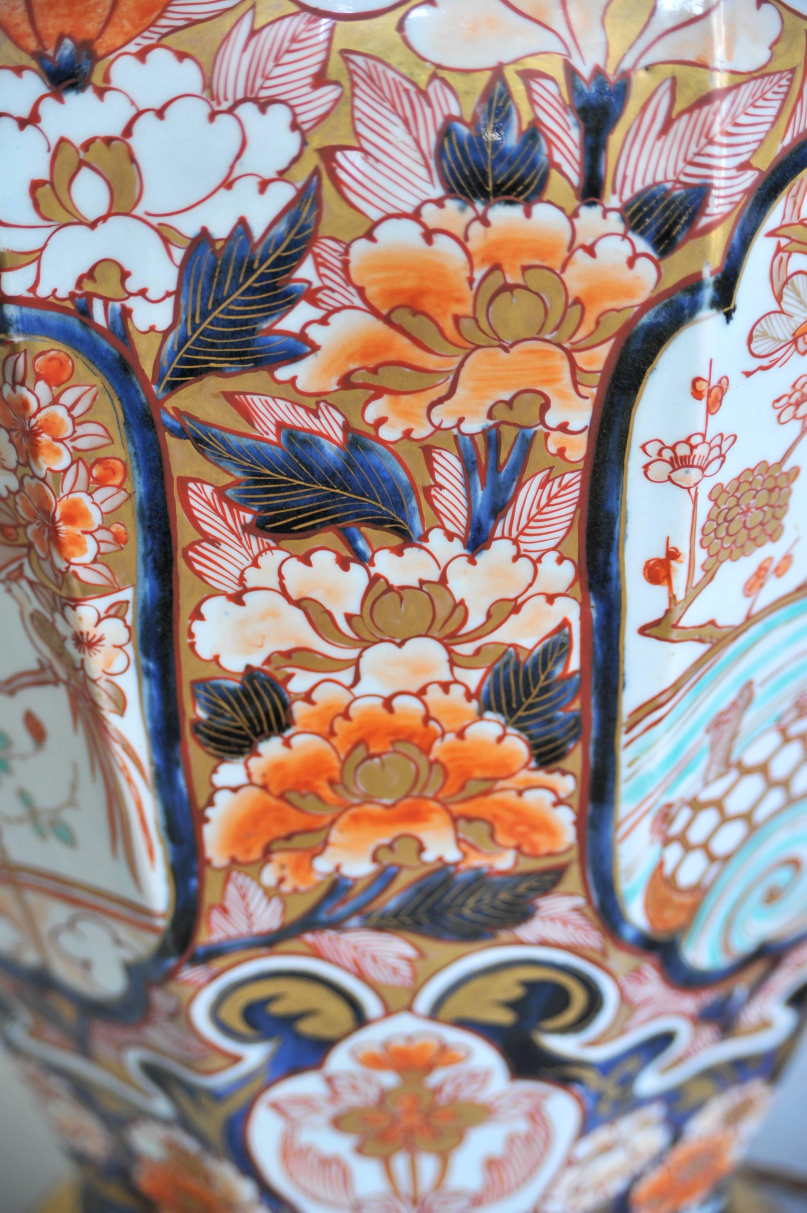 Large Pair of 18th Century Japanese Imari Vases Lamped 2
