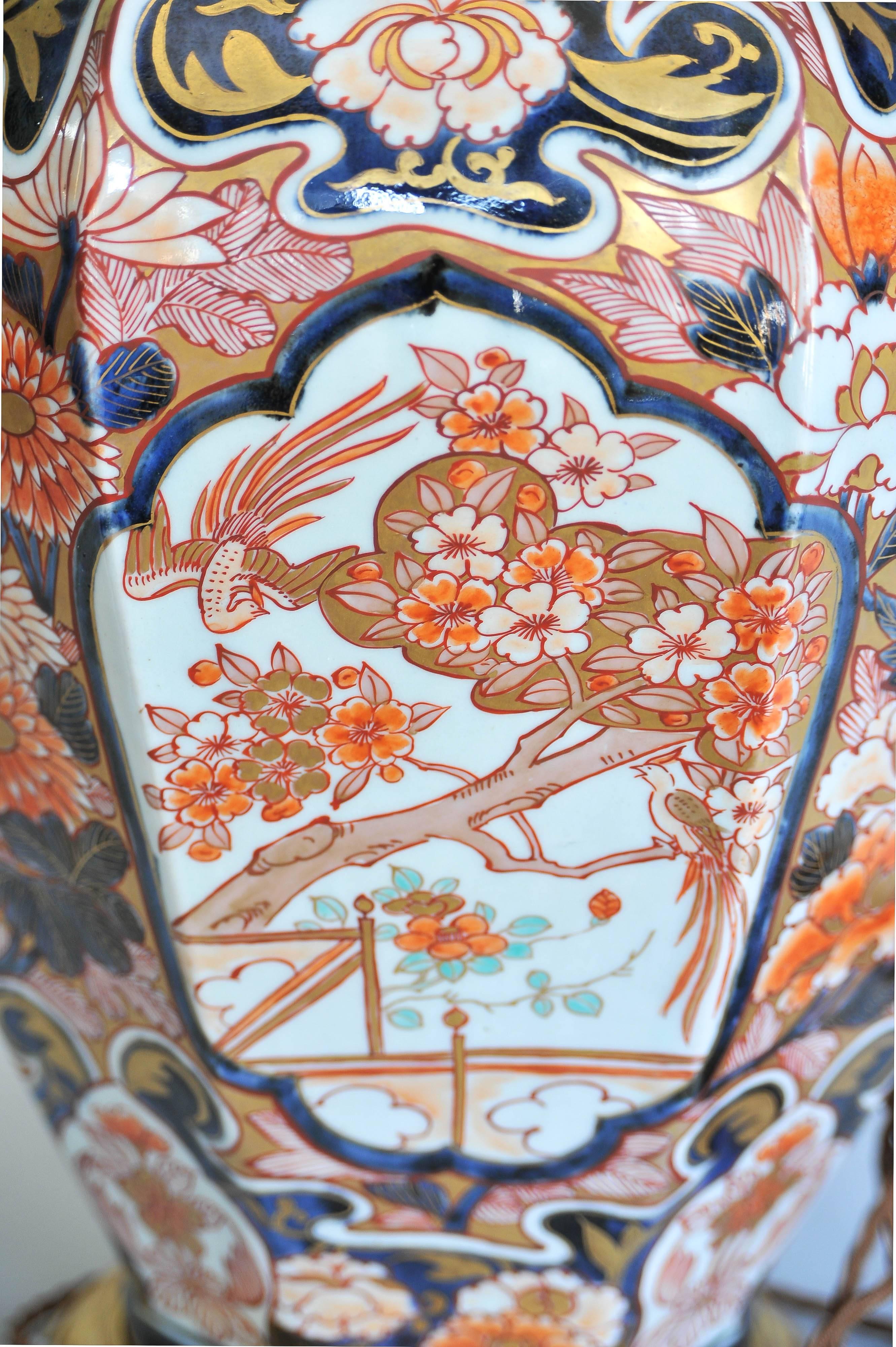 Large Pair of 18th Century Japanese Imari Vases Lamped 3
