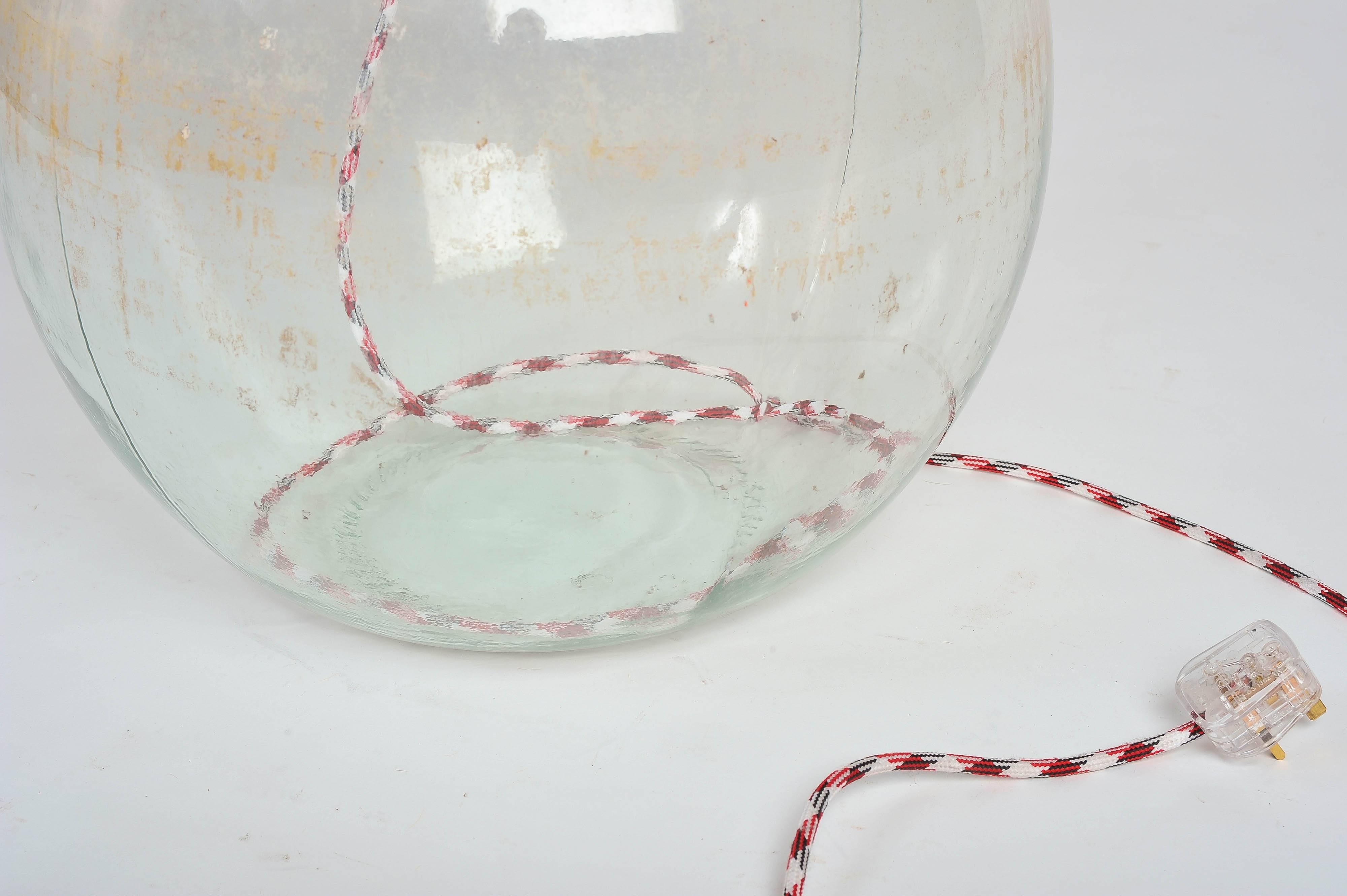 19th-century Demijohn Glass Bottles Side Table Lamp For Sale 1