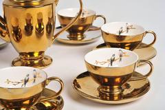 Vintage Miss Etoile Gold Porcelain Tea Set Rococo Style