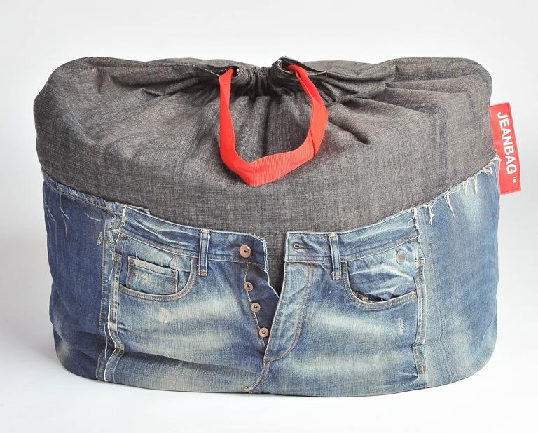 Unique Rock and Roll Style Denim Bean Bag by Breaad For Sale at 1stdibs